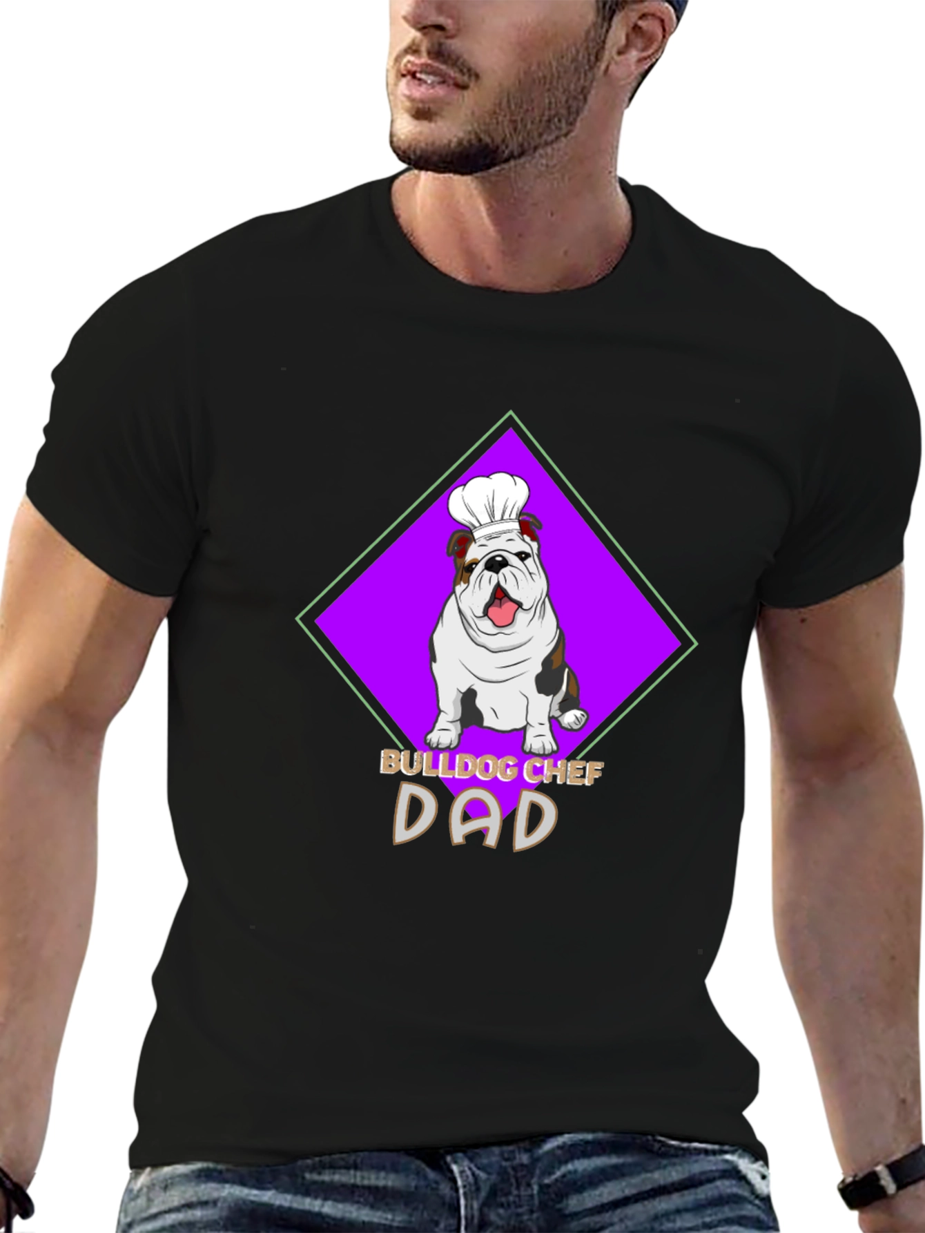 Bulldog Chef Dad Black T-Shirt