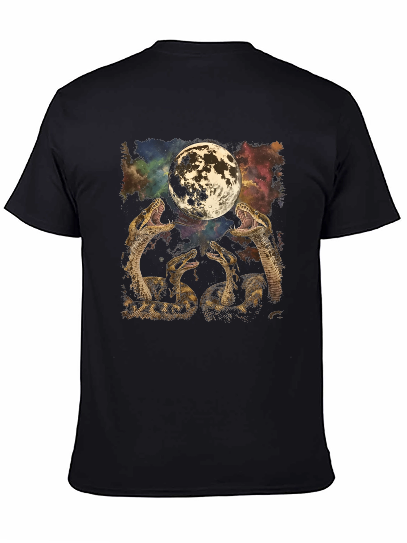 Snakes & Moon Graphic Tee - Mens Black T-Shirt