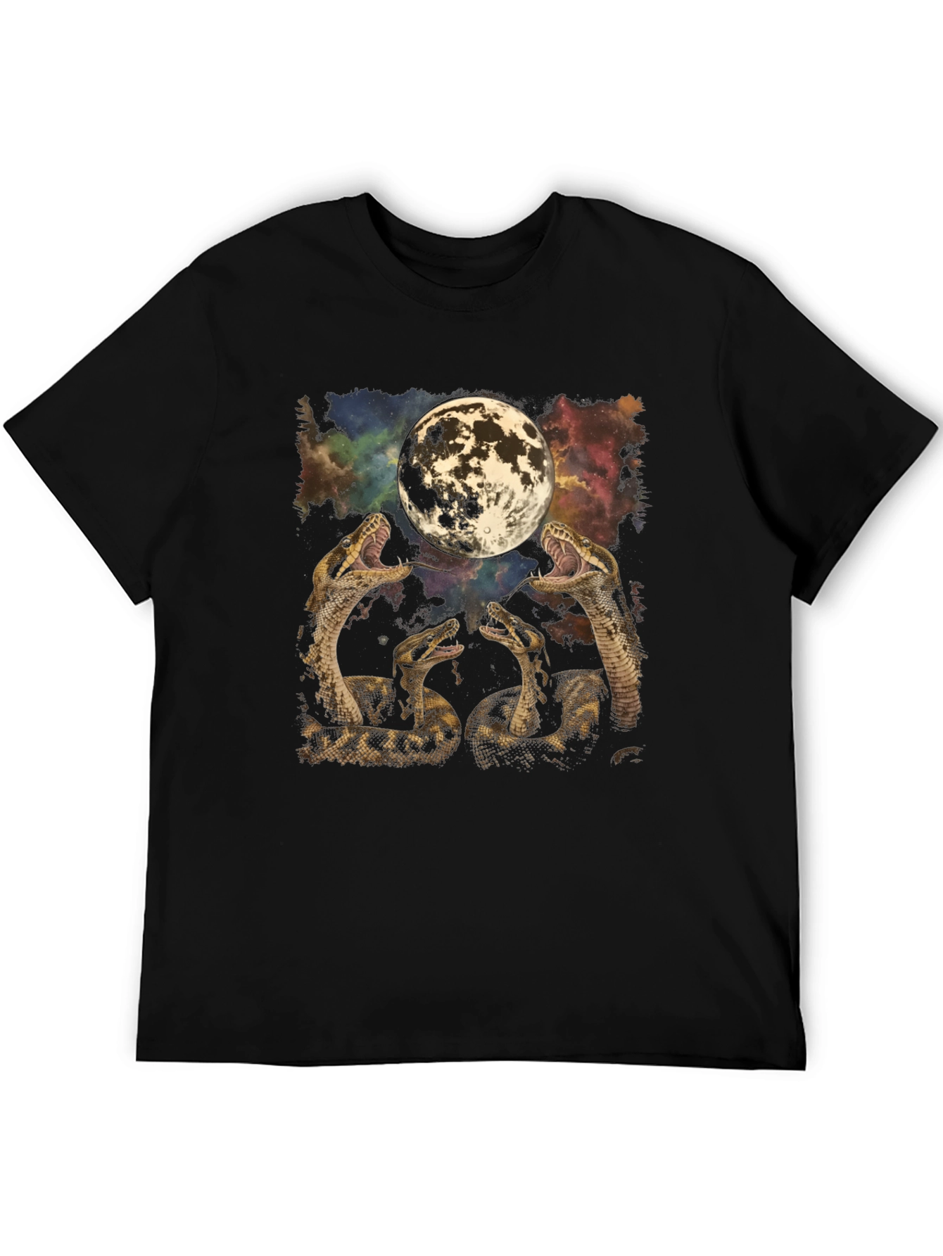 Snakes & Moon Graphic Tee - Mens Black T-Shirt
