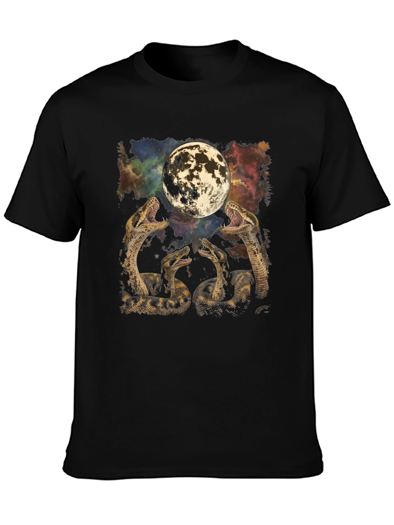 Snakes & Moon Graphic Tee - Mens Black T-Shirt