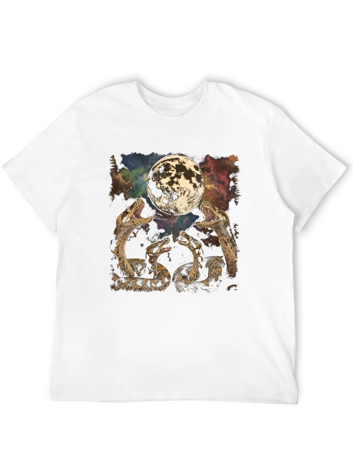 Snakes & Moon Graphic Tee - Mens Black T-Shirt