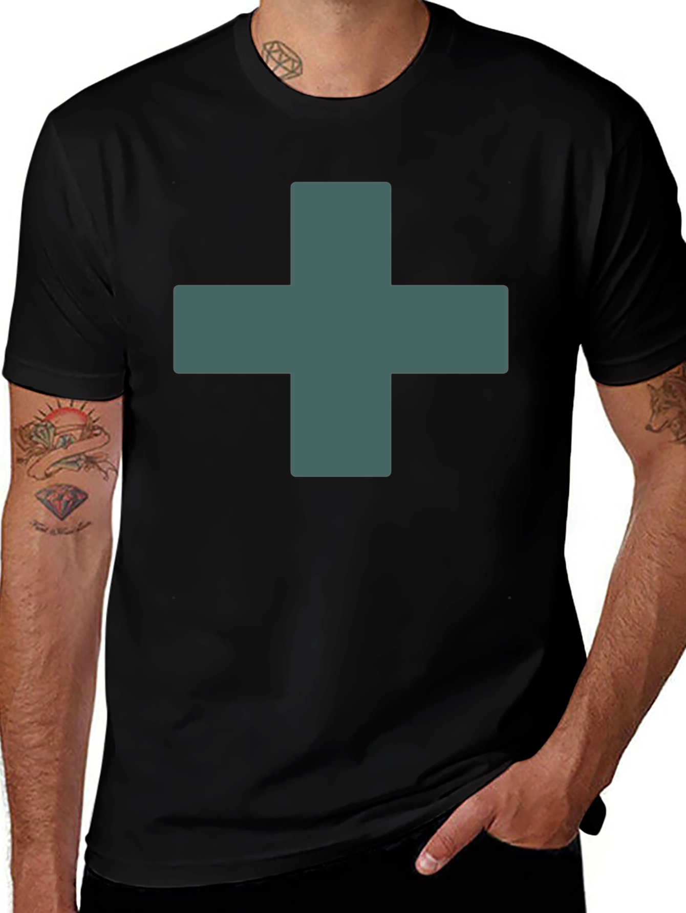 Plus Sign Black T-Shirt
