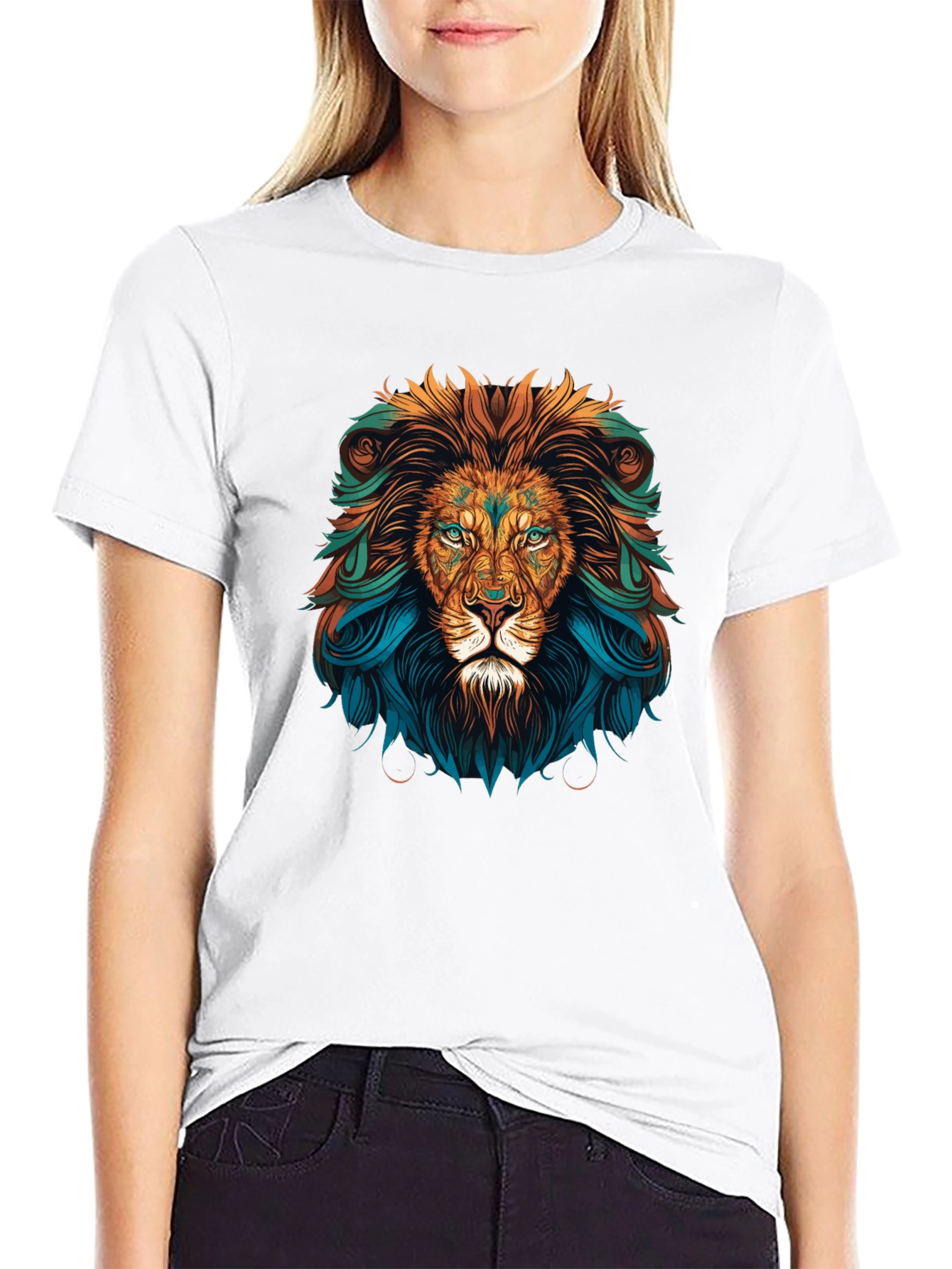 Lion Head Graphic Tee - Bold Artistic Design