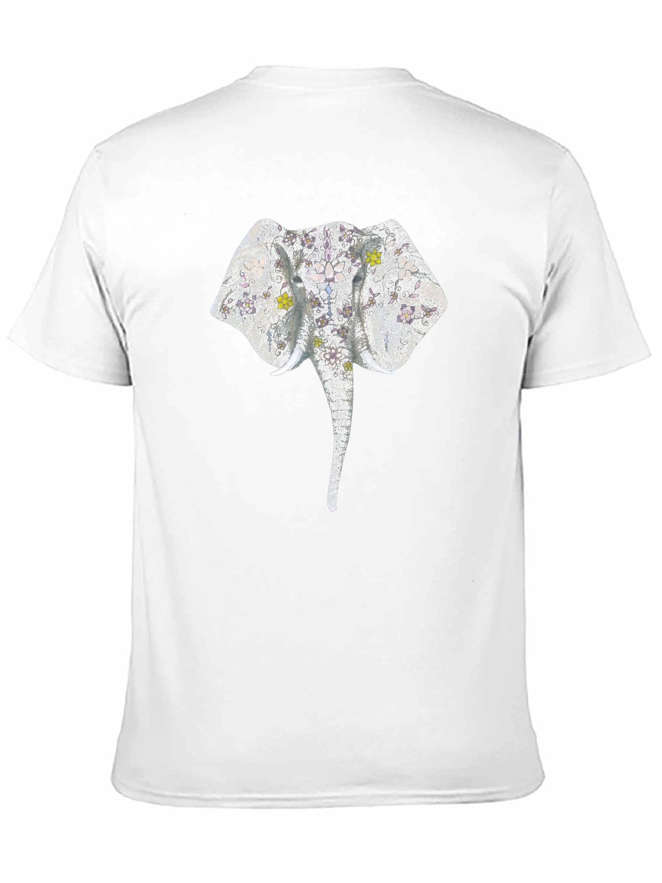 Elephant Floral Print Black T-Shirt