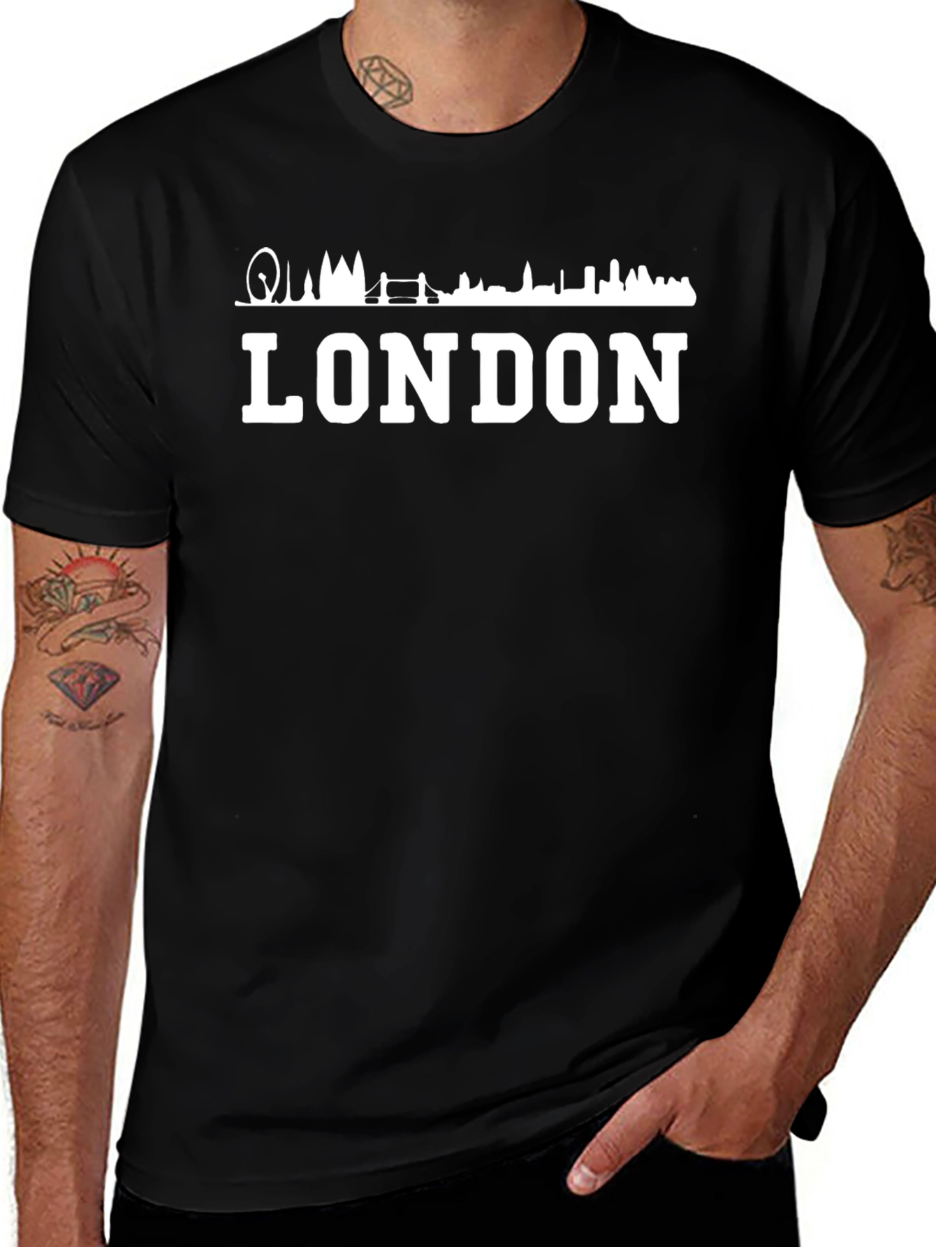 London Skyline Mens Black Graphic Tee