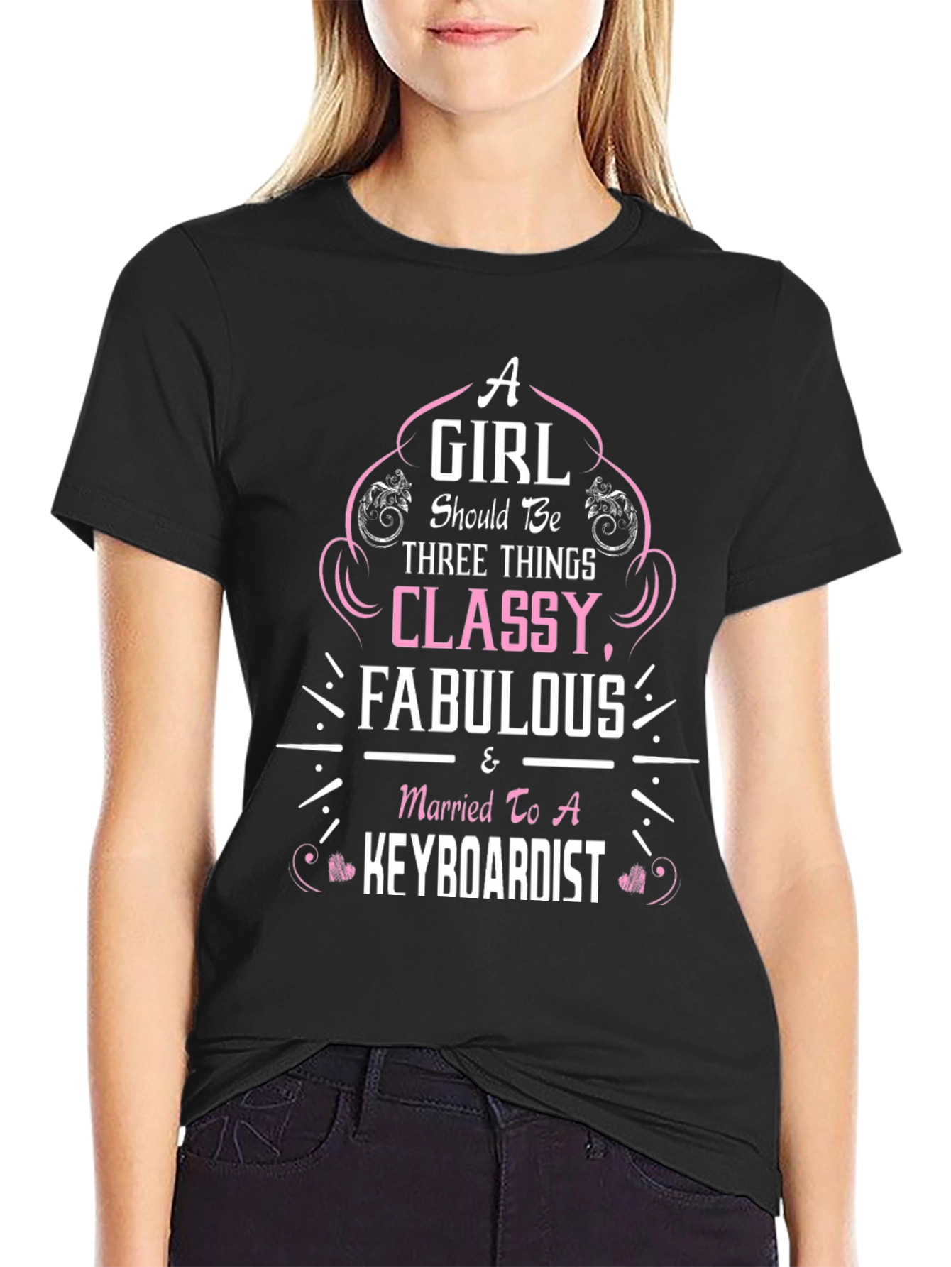 Classy Keyboardist Wife Black T-Shirt