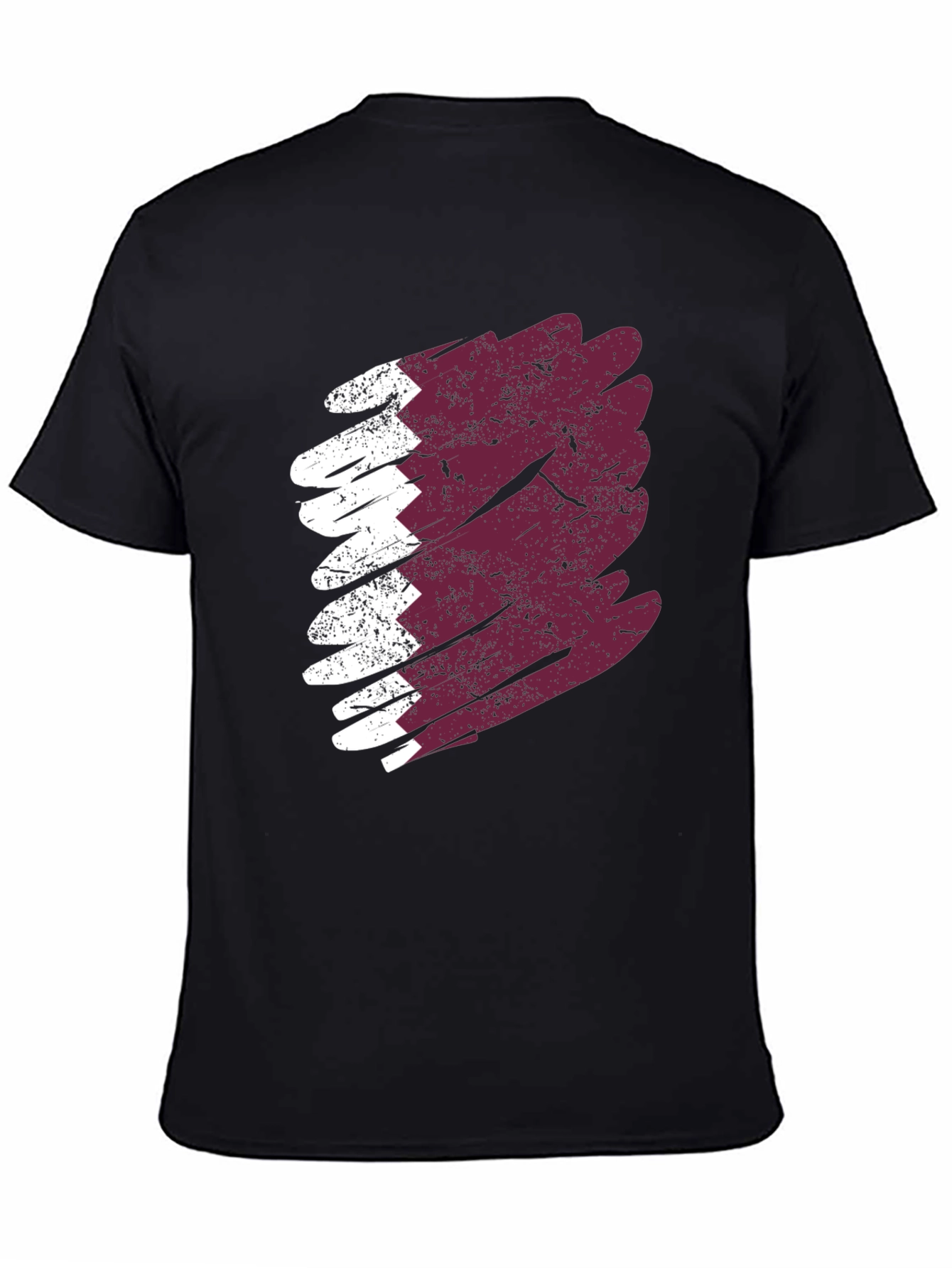 Qatar Flag Brush Stroke T-Shirt - Mens Black Tee