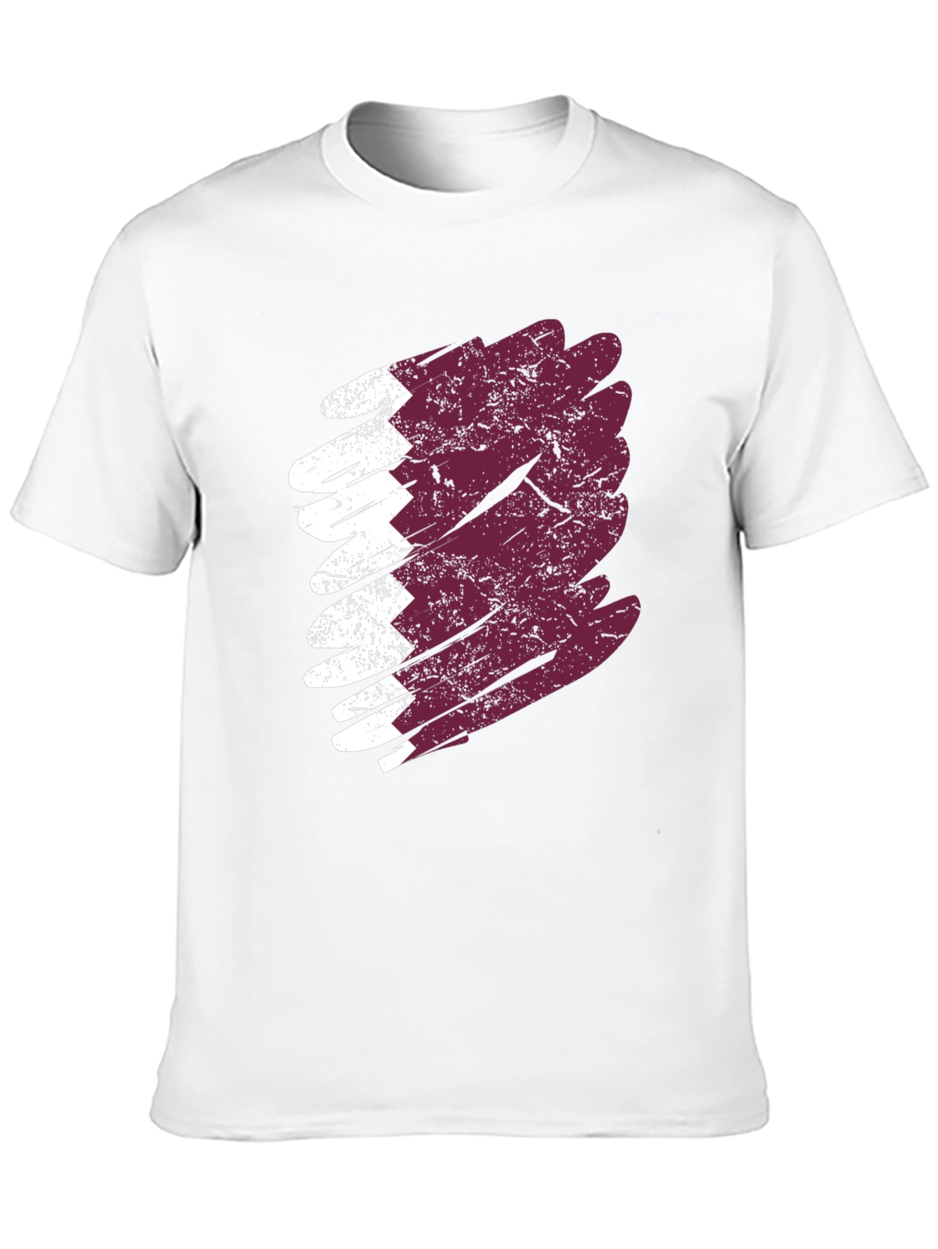 Qatar Flag Brush Stroke T-Shirt - Mens Black Tee