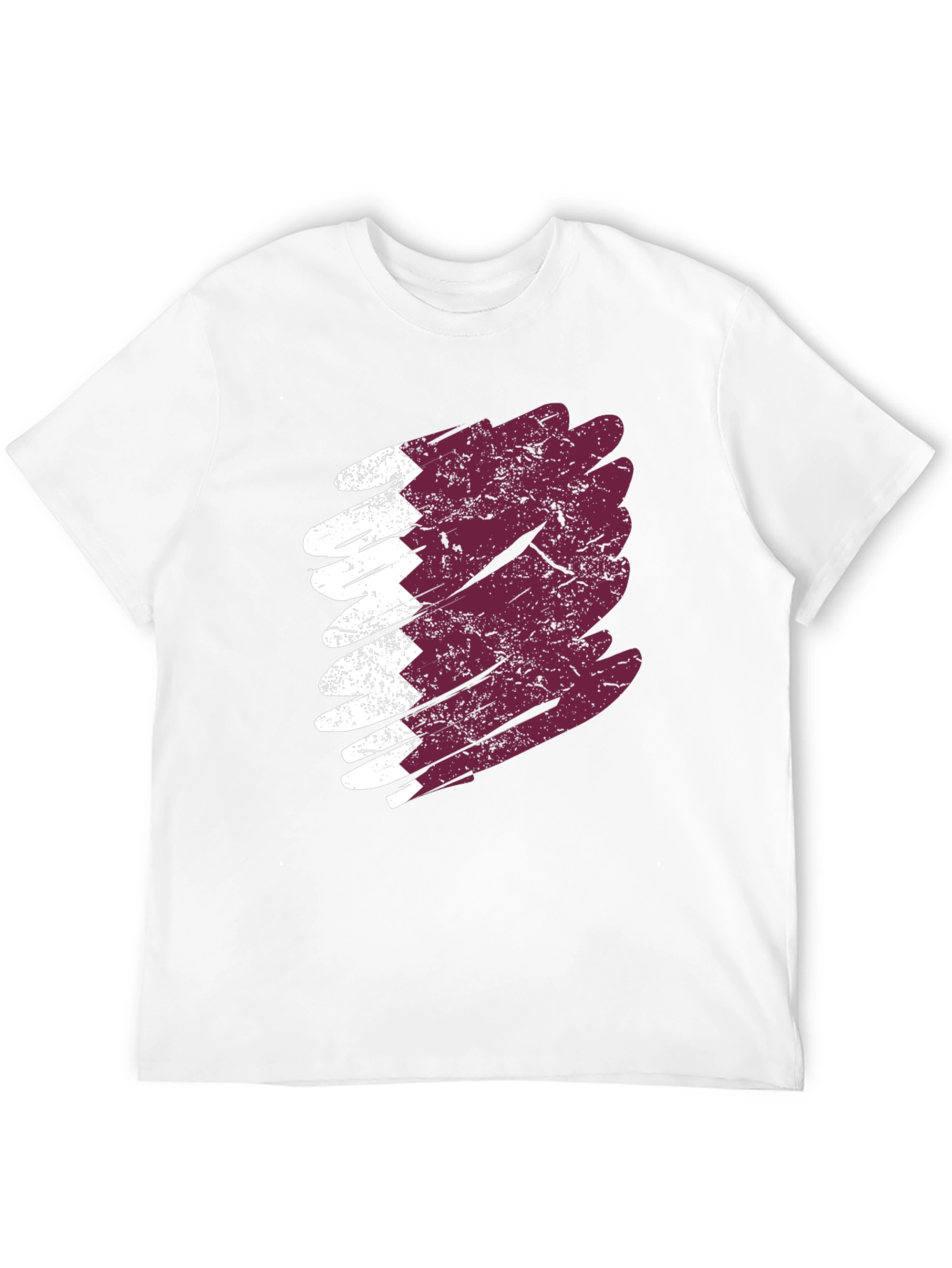 Qatar Flag Brush Stroke T-Shirt - Mens Black Tee