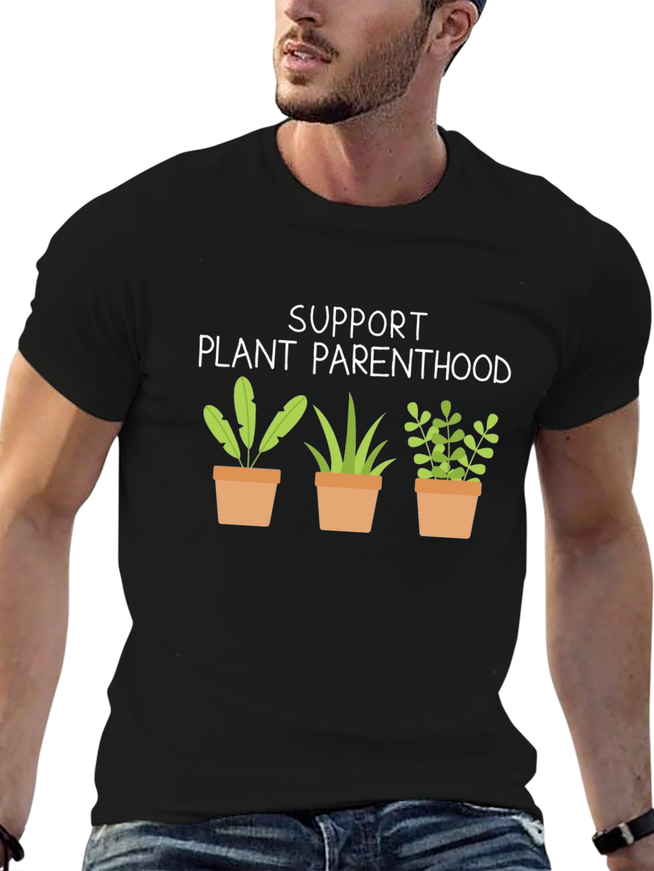 Support Plant Parenthood Black Graphic T-Shirt