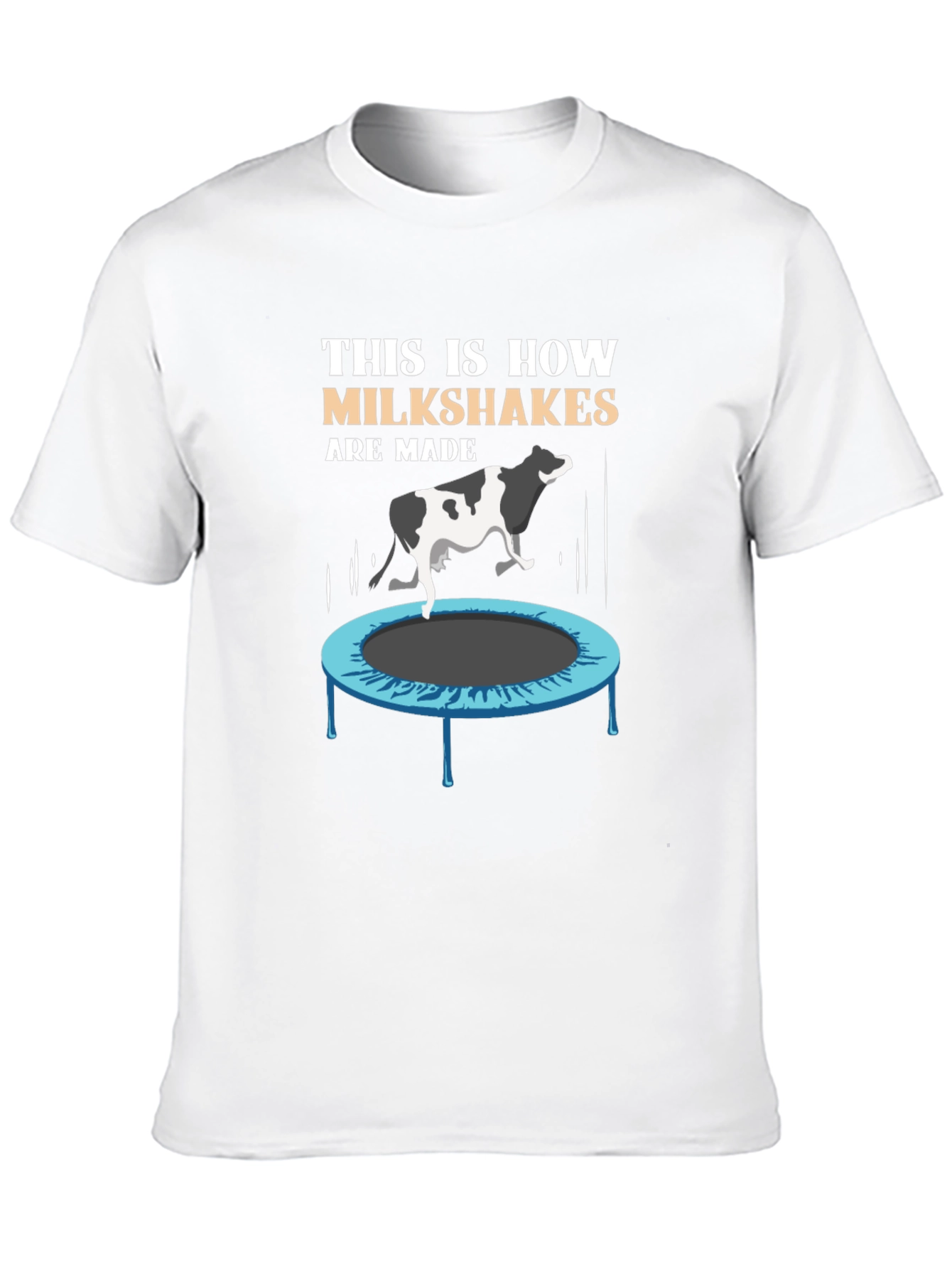 Funny Milkshake T-Shirt - Cow on Trampoline