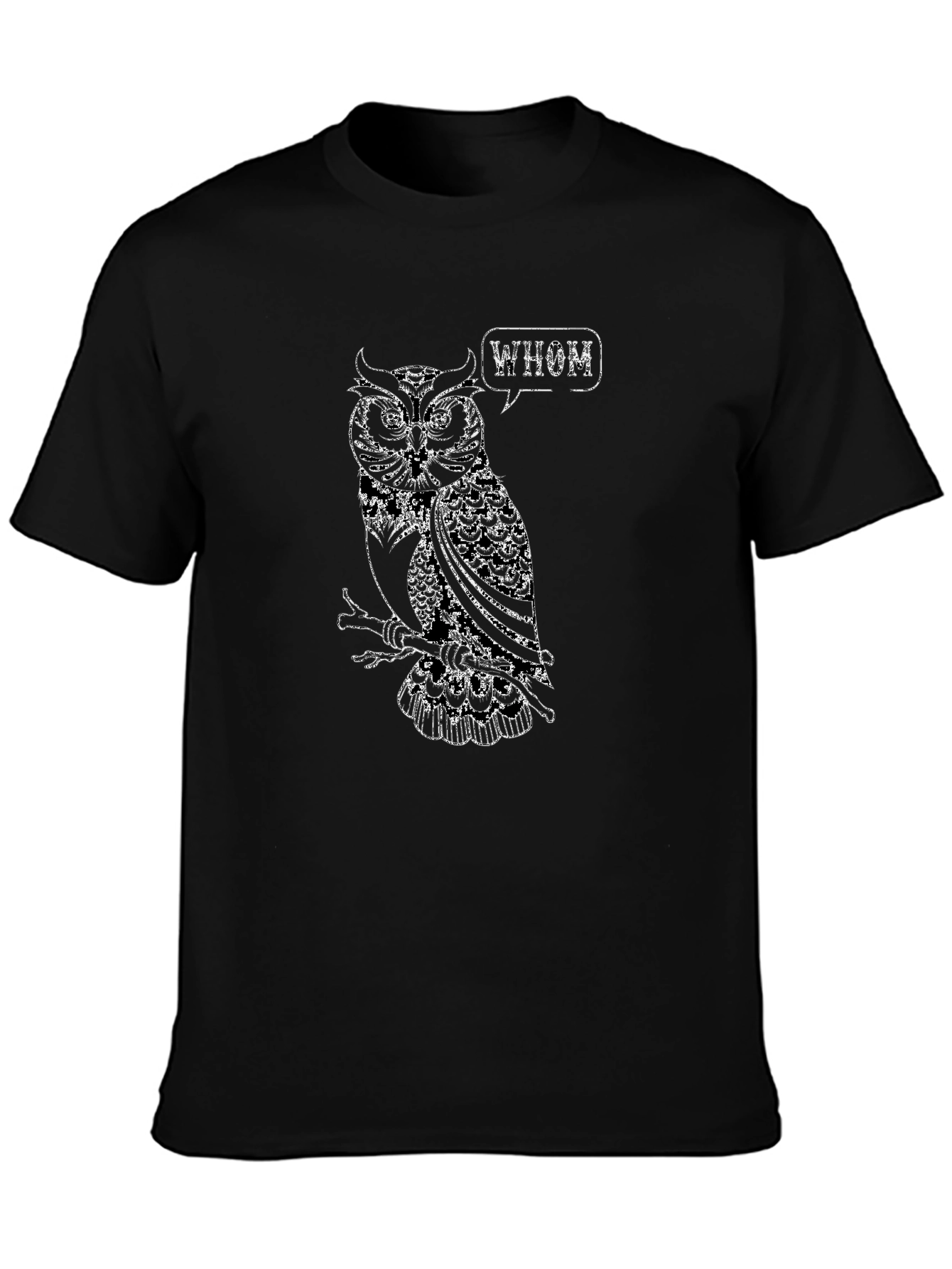 Owl Whom T-Shirt - Black Cotton Tee