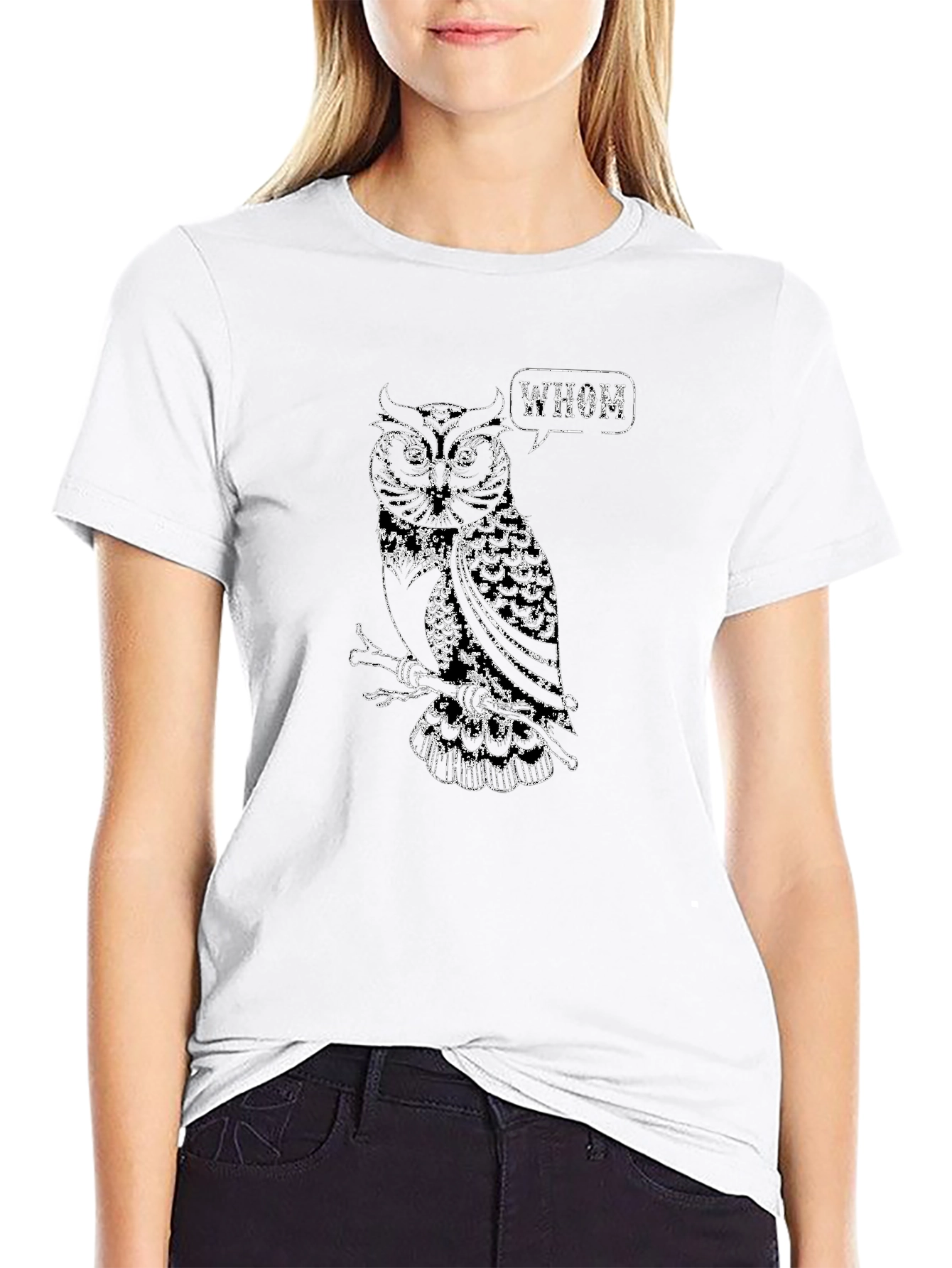 Owl Whom T-Shirt - Black Cotton Tee