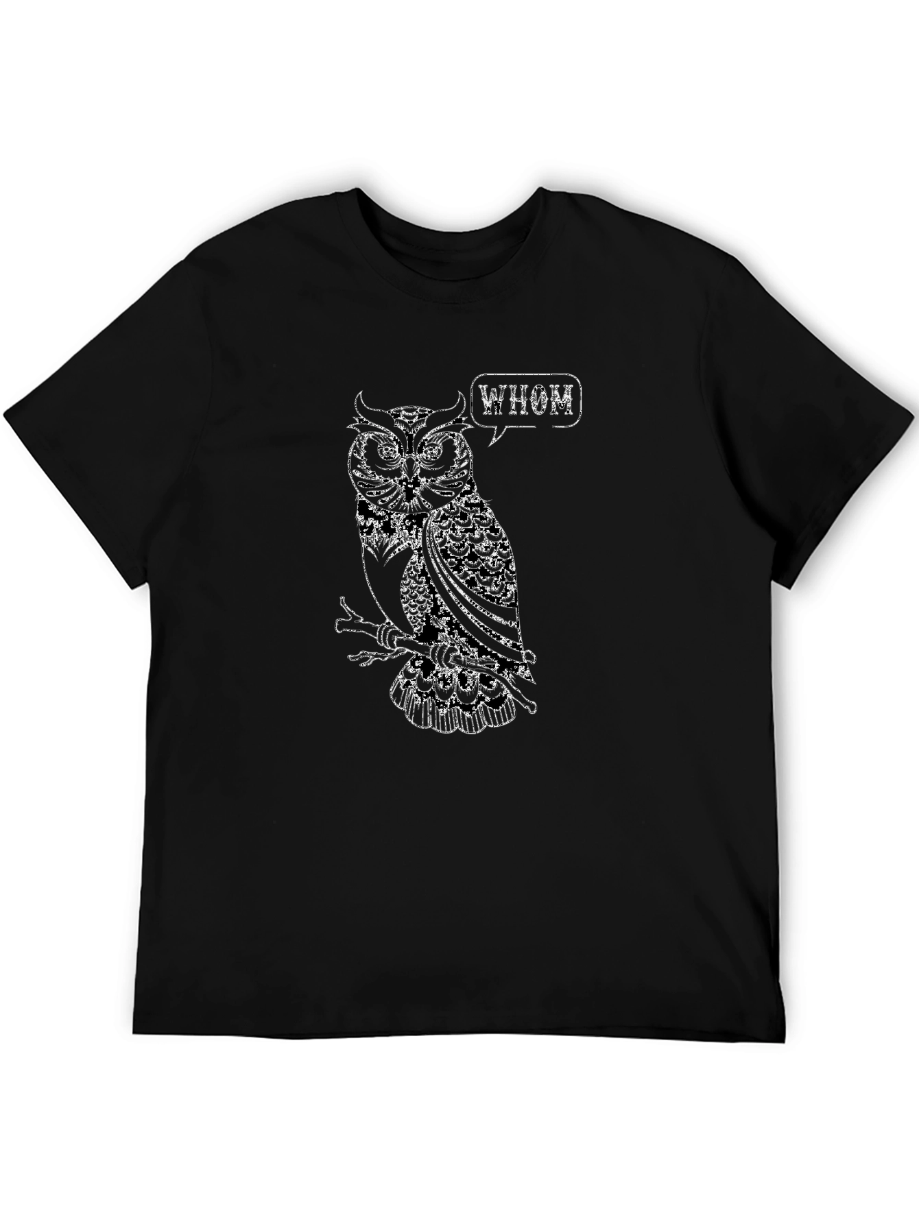 Owl Whom T-Shirt - Black Cotton Tee