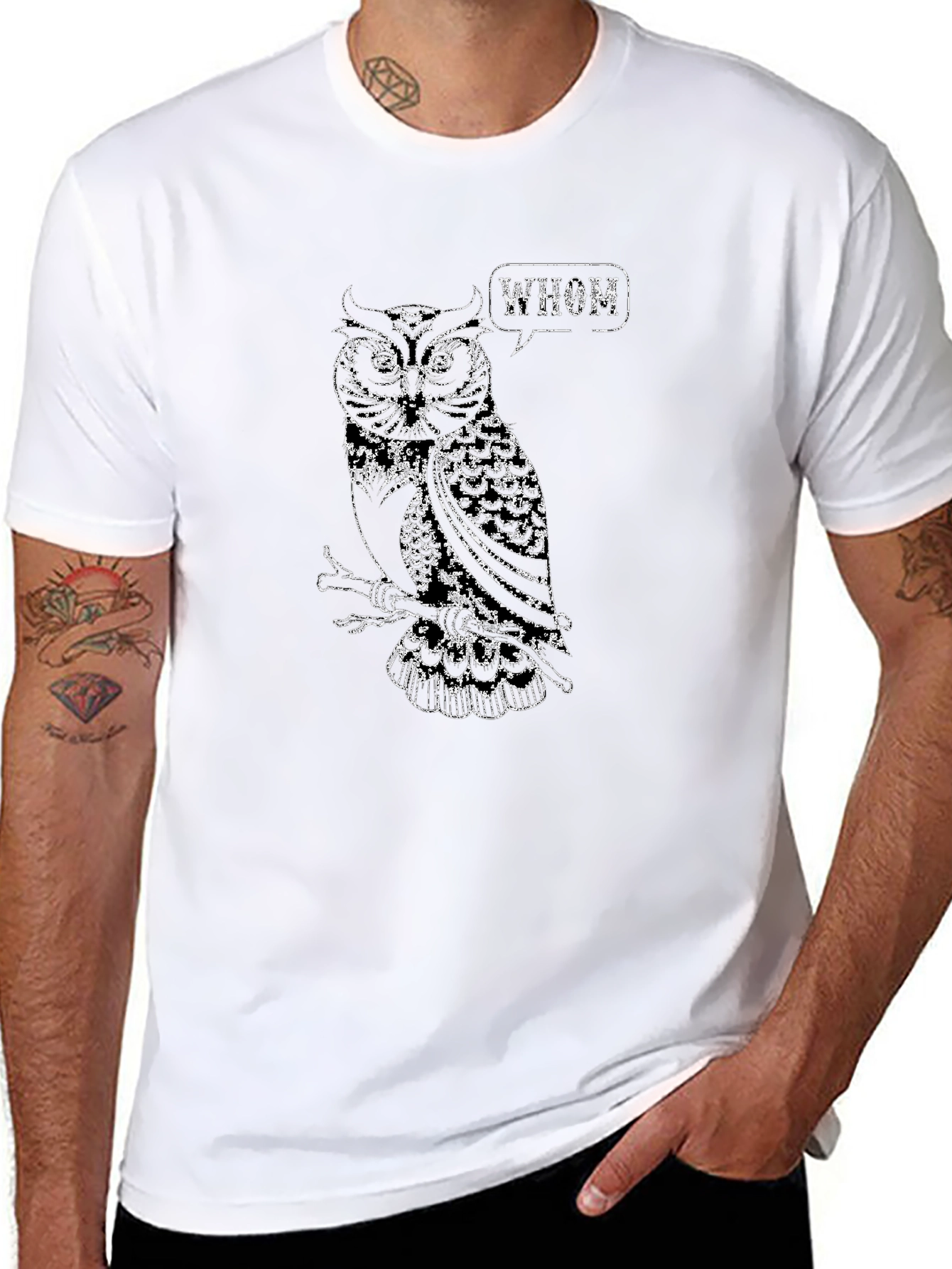 Owl Whom T-Shirt - Black Cotton Tee