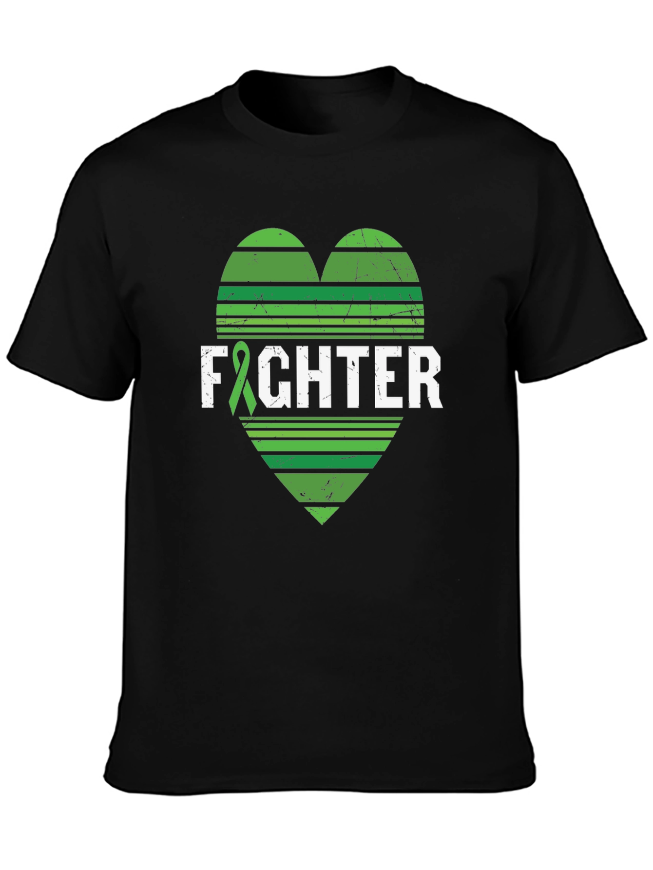 Fighter T-Shirt Green Ribbon Heart Tee
