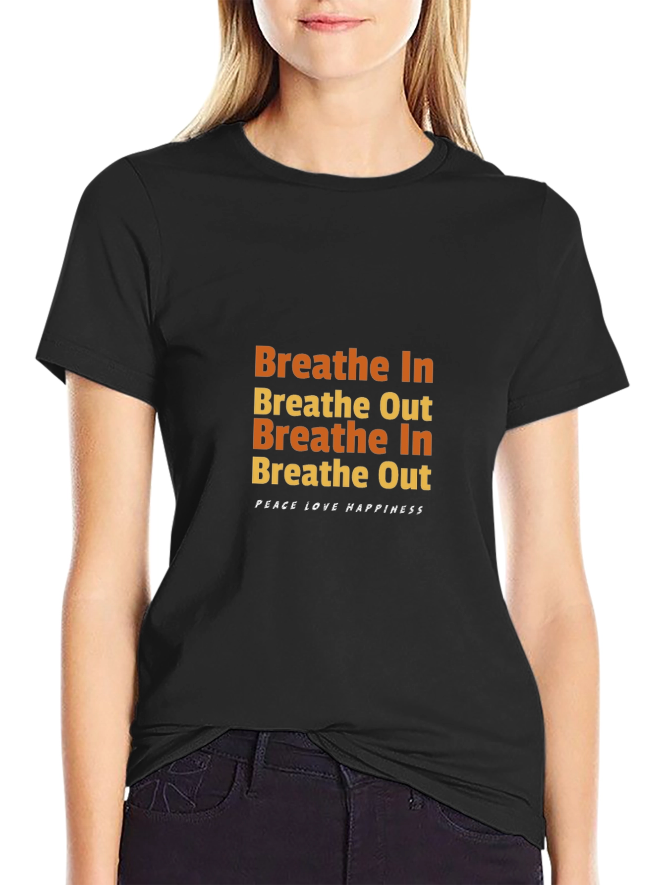 Breathe In/Out Graphic Tee - Peace Love Happiness