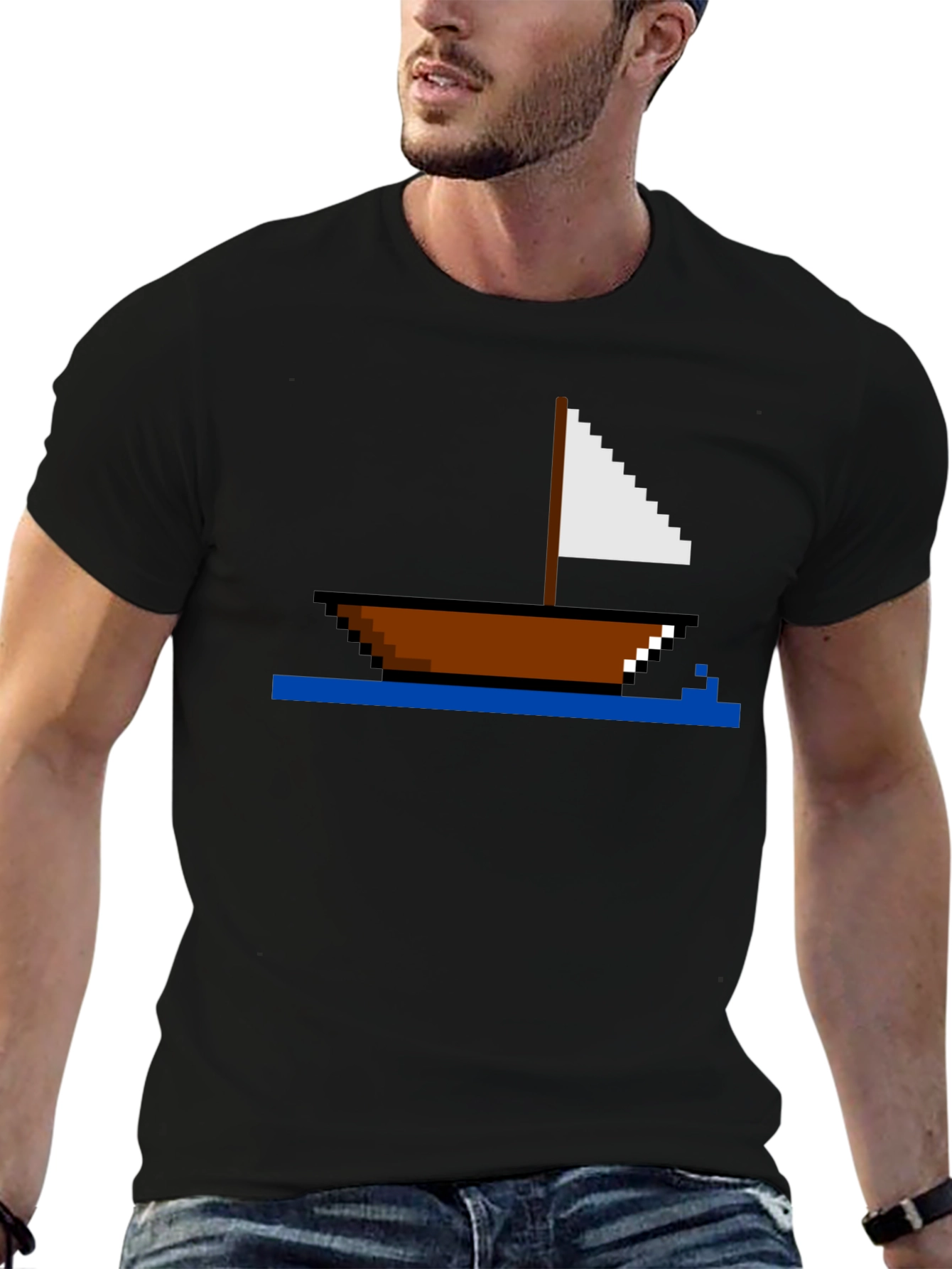 Pixel Art Sailboat T-Shirt - Retro Nautical Tee