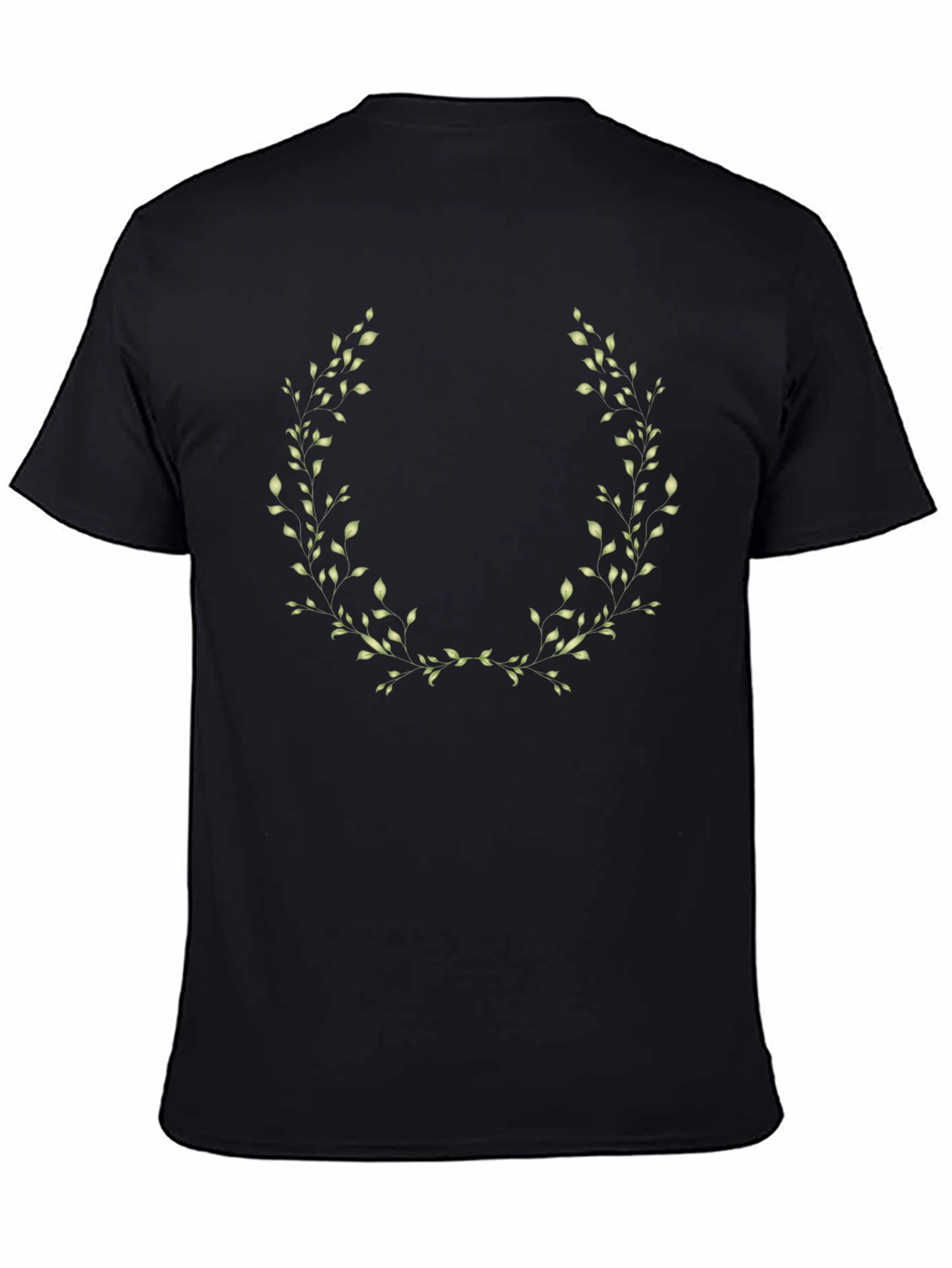 Leaf Wreath Graphic Black T-Shirt