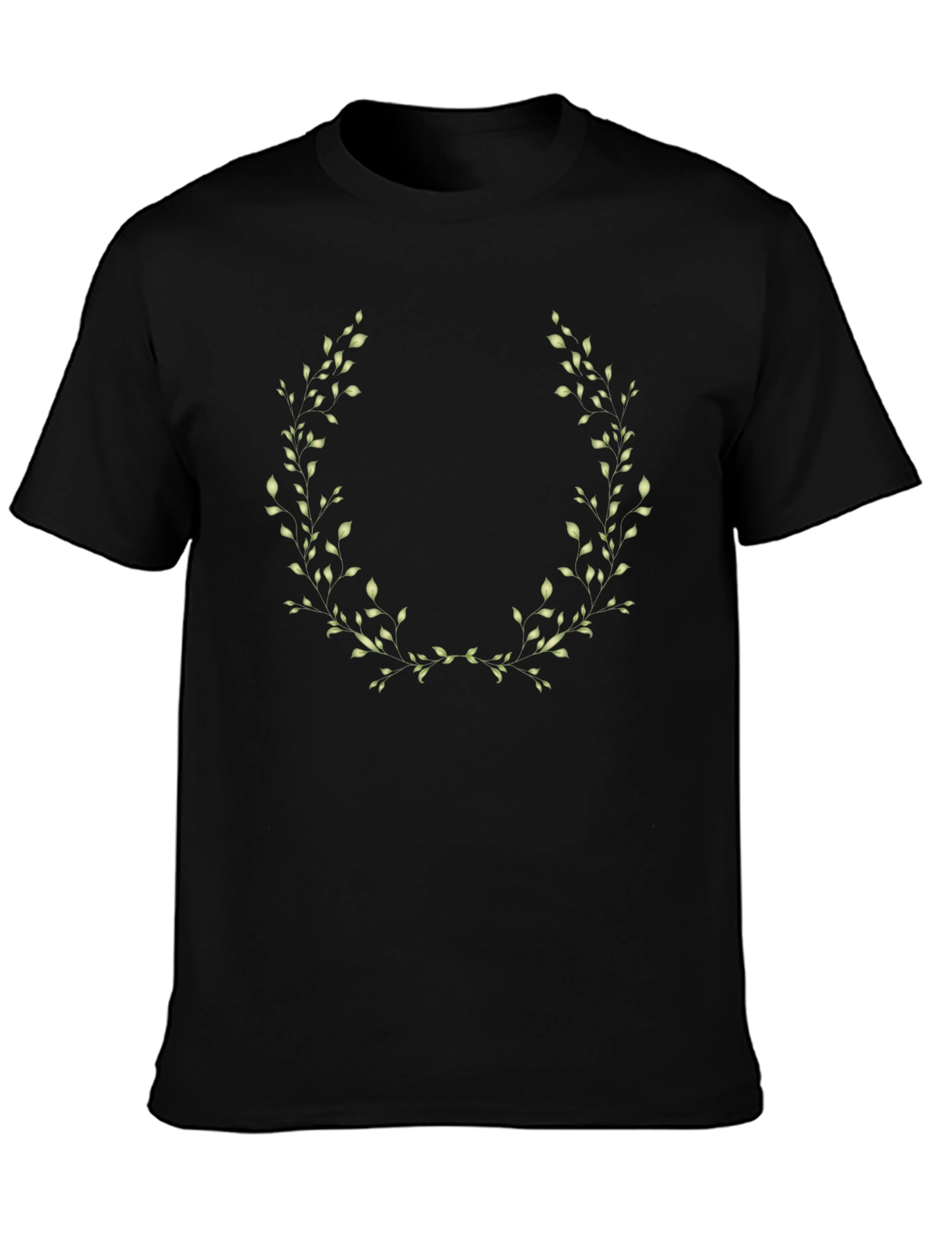 Leaf Wreath Graphic Black T-Shirt