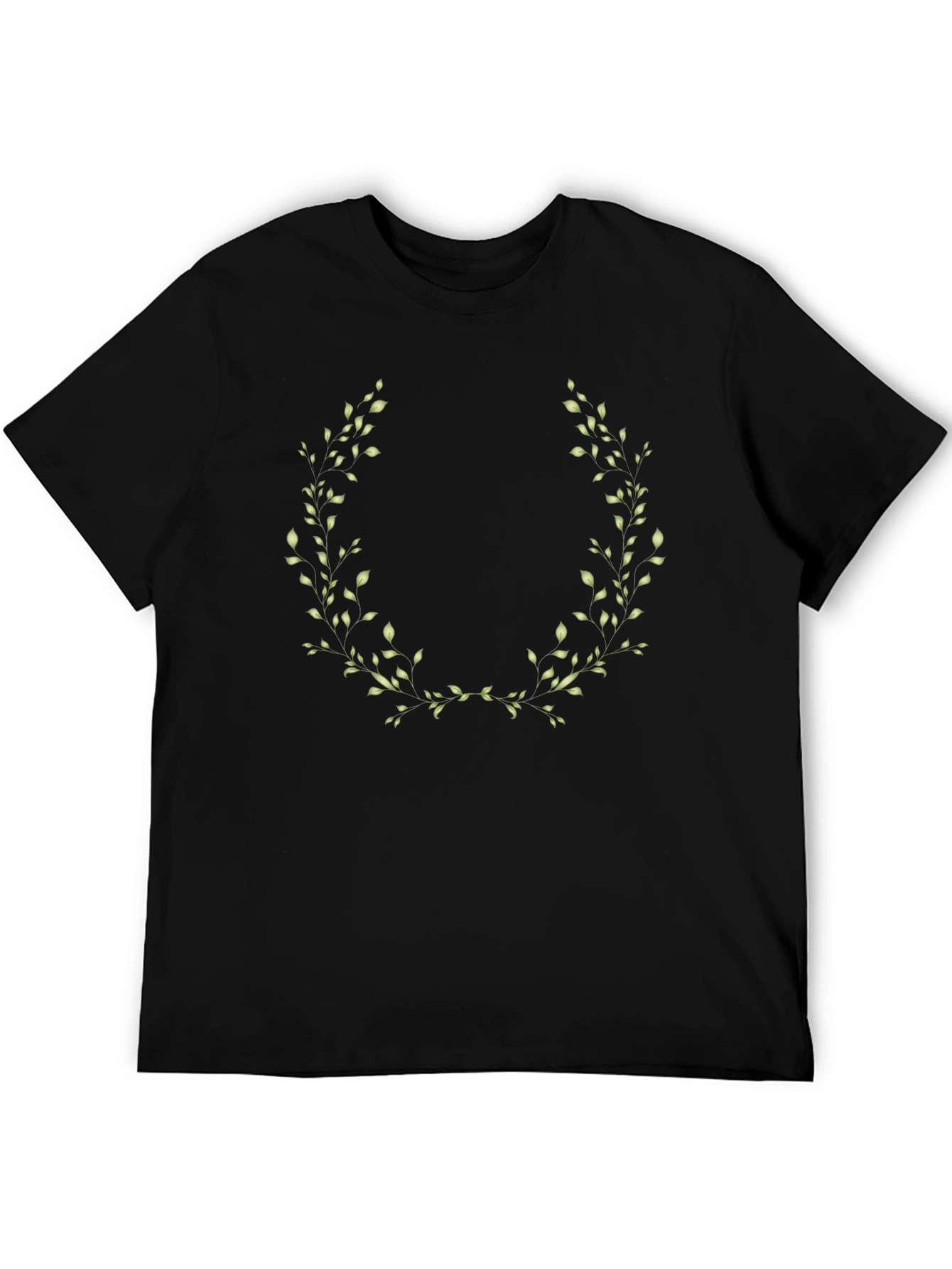 Leaf Wreath Graphic Black T-Shirt