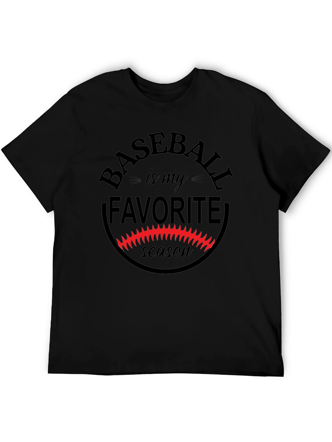 Baseball is My Favorite Season Black Graphic Tee