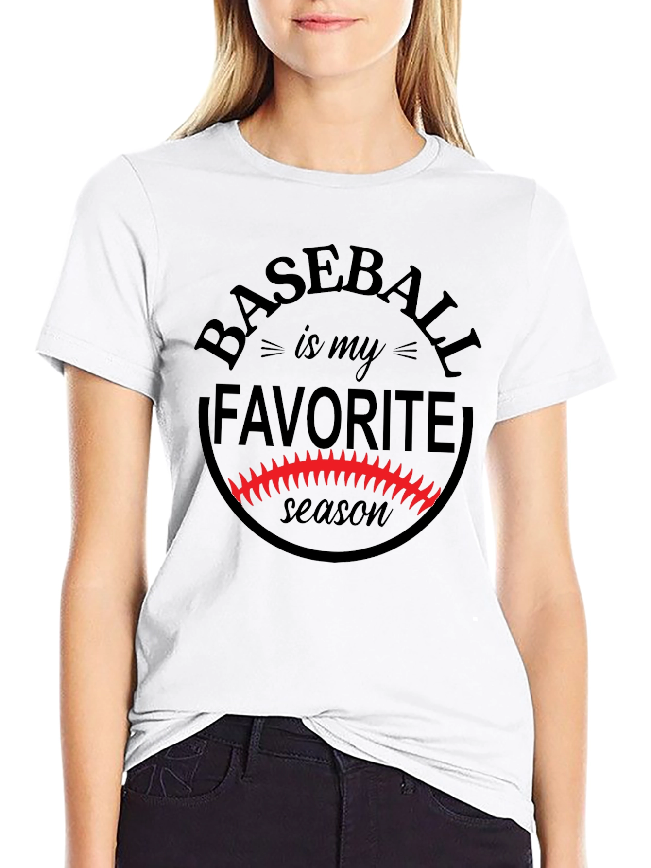 Baseball is My Favorite Season Black Graphic Tee