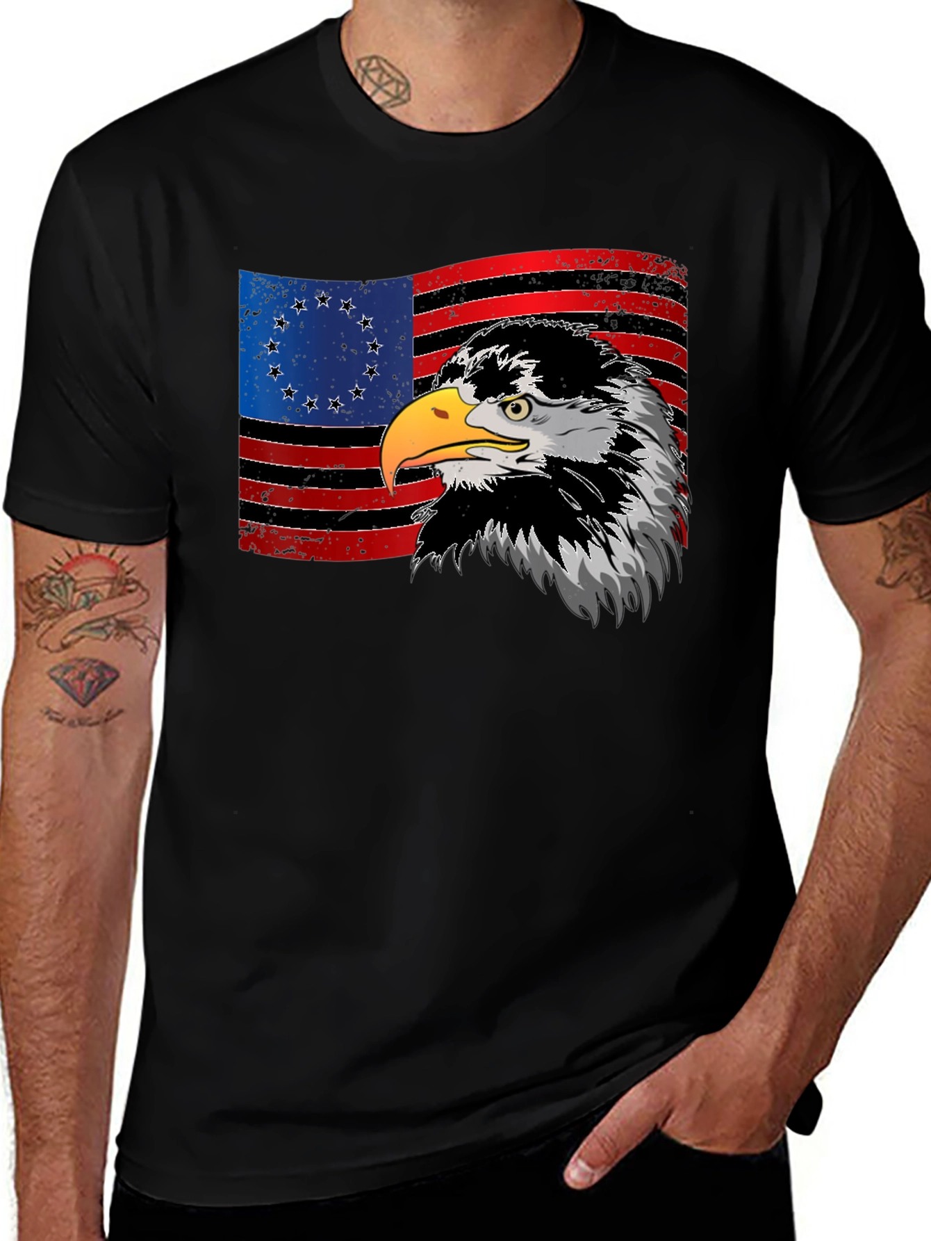 Eagle & Betsy Ross Flag Graphic T-Shirt