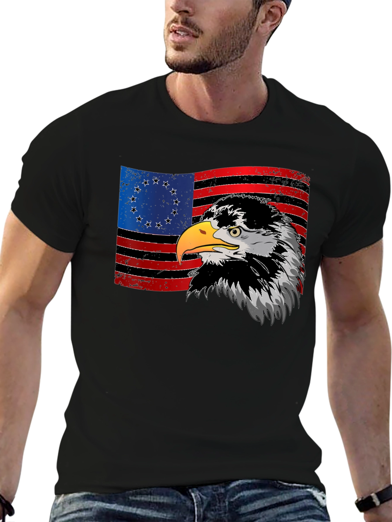 Eagle & Betsy Ross Flag Graphic T-Shirt