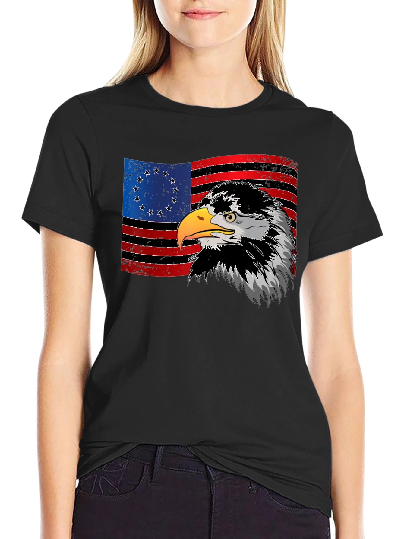 Eagle & Betsy Ross Flag Graphic T-Shirt