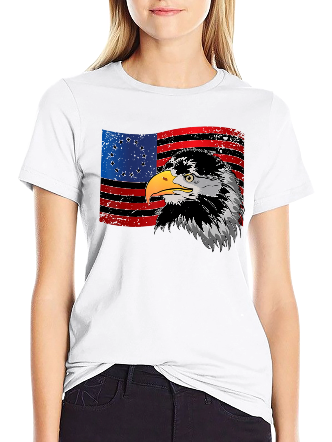 Eagle & Betsy Ross Flag Graphic T-Shirt
