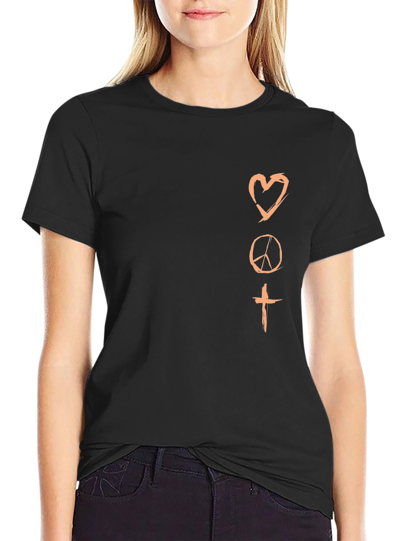 Heart Peace Cross Graphic T-Shirt