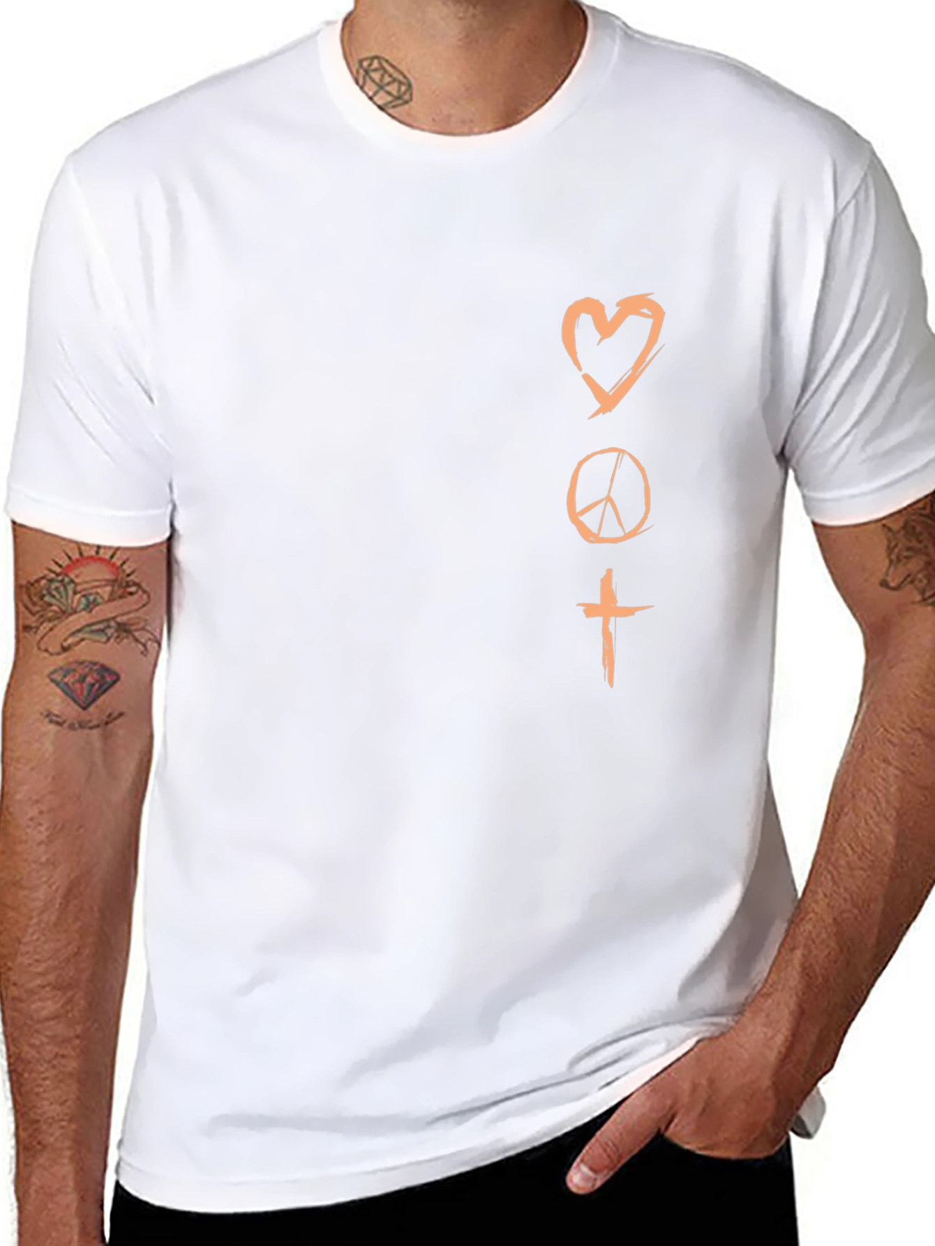 Heart Peace Cross Graphic T-Shirt