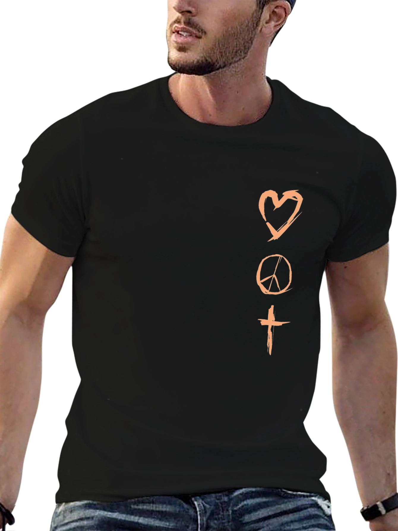 Heart Peace Cross Graphic T-Shirt