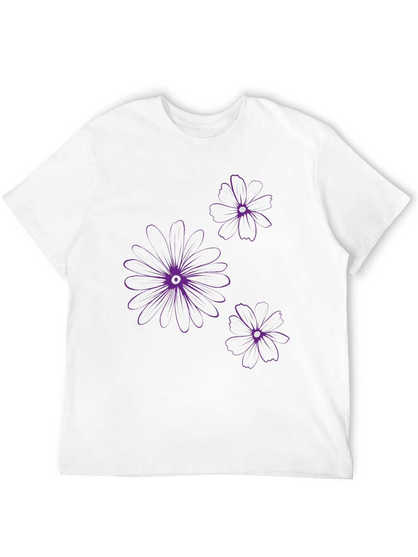 Black T-Shirt with Purple Floral Design
