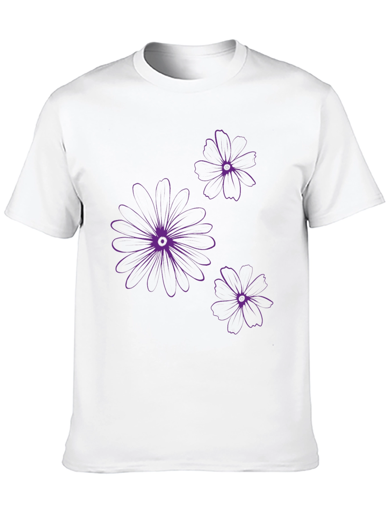 Black T-Shirt with Purple Floral Design