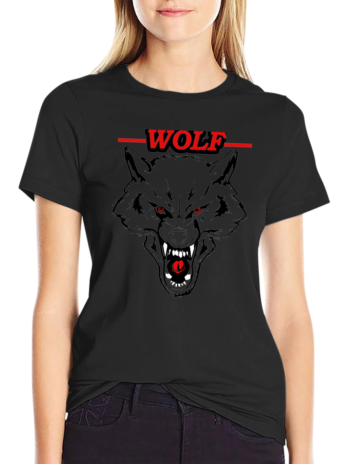 Wolf Graphic Black T-Shirt - Fierce Animal Design