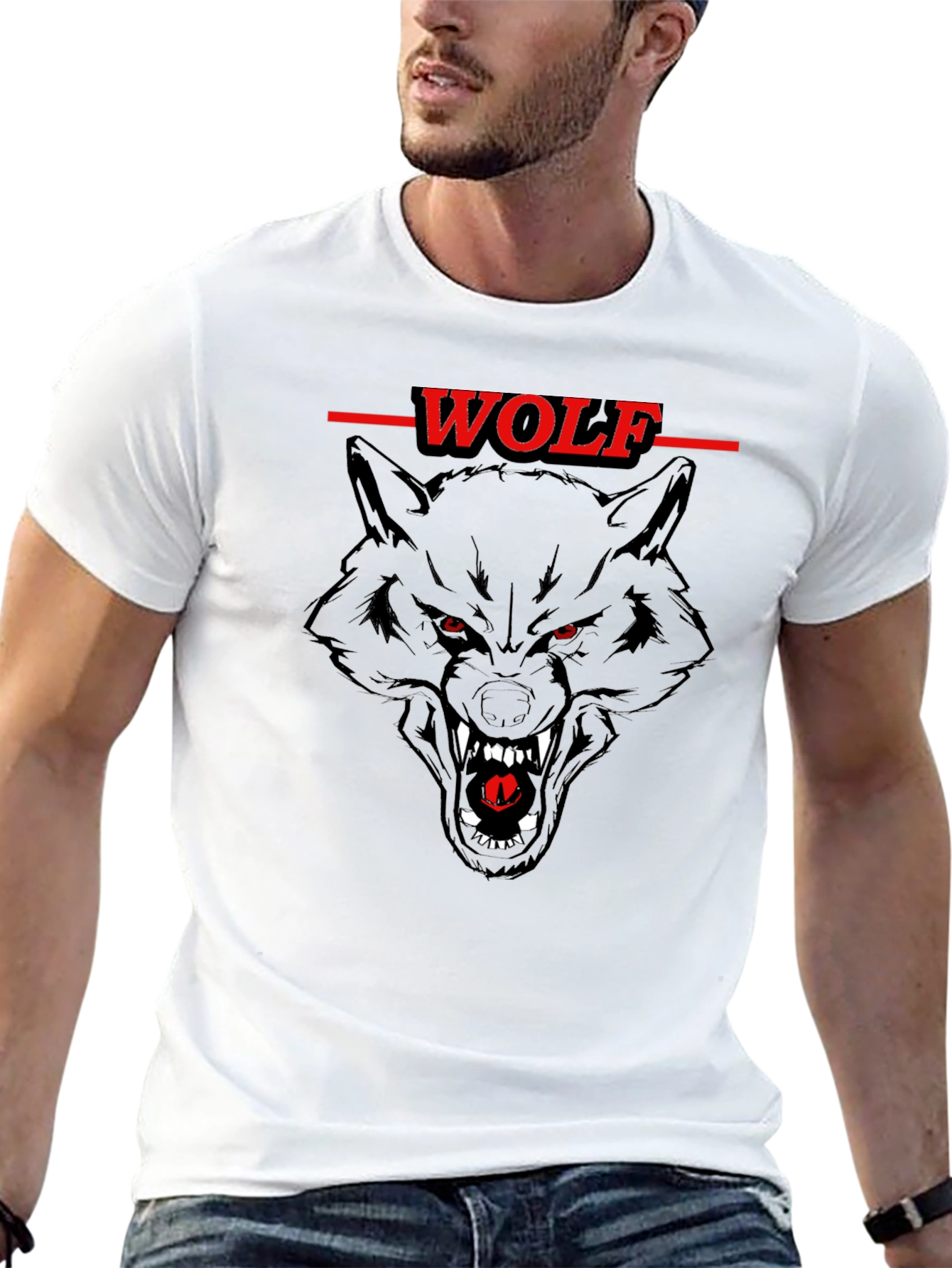Wolf Graphic Black T-Shirt - Fierce Animal Design