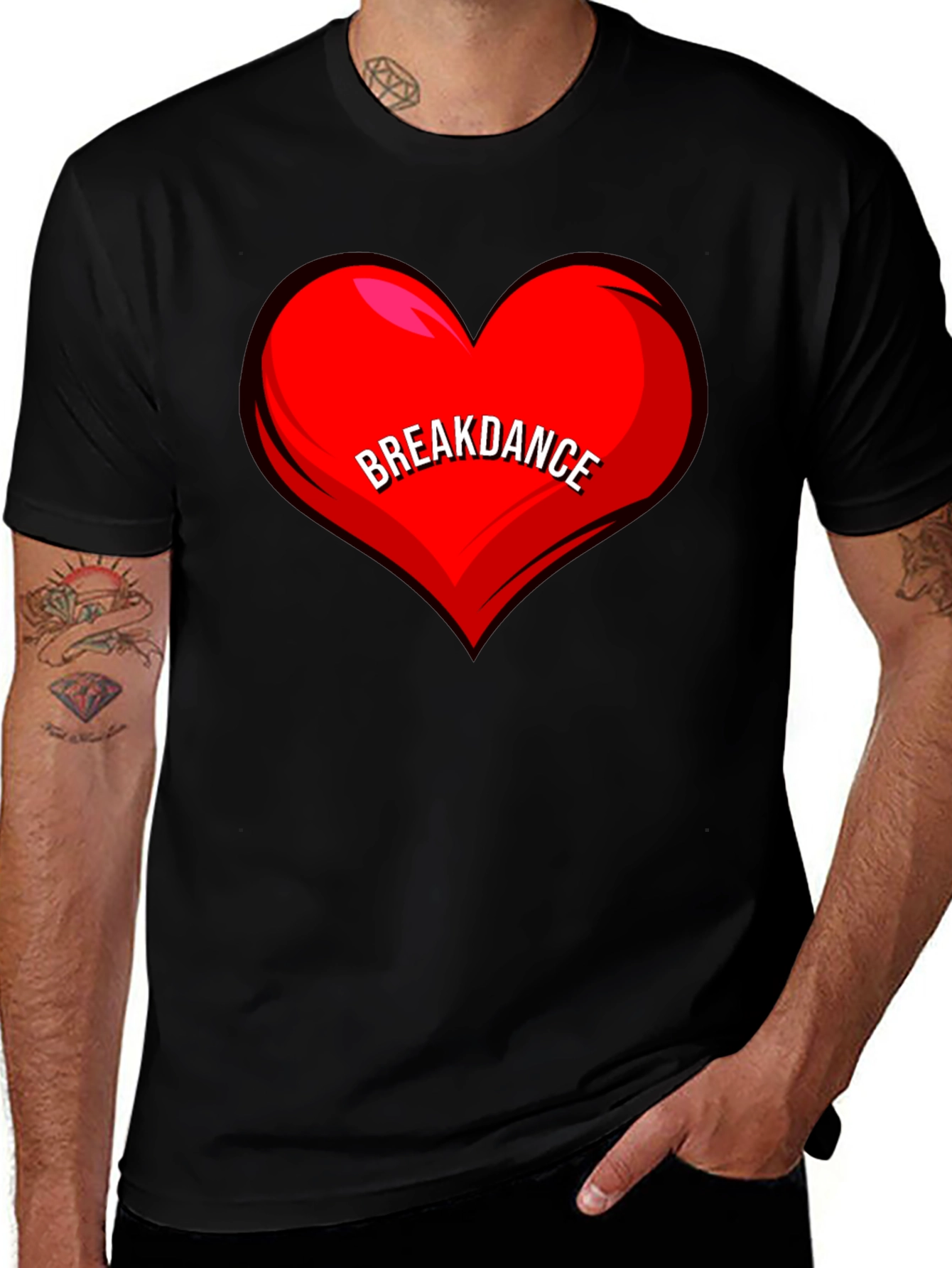Breakdance Heart T-Shirt - Black Casual Tee