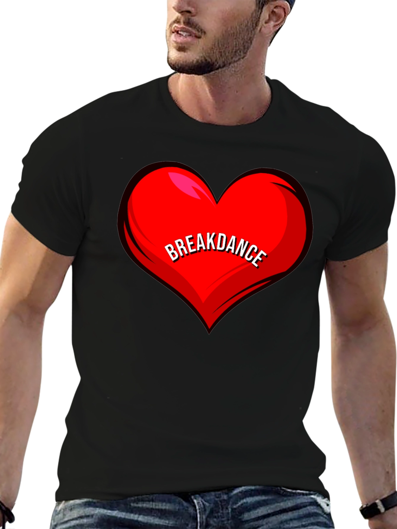 Breakdance Heart T-Shirt - Black Casual Tee