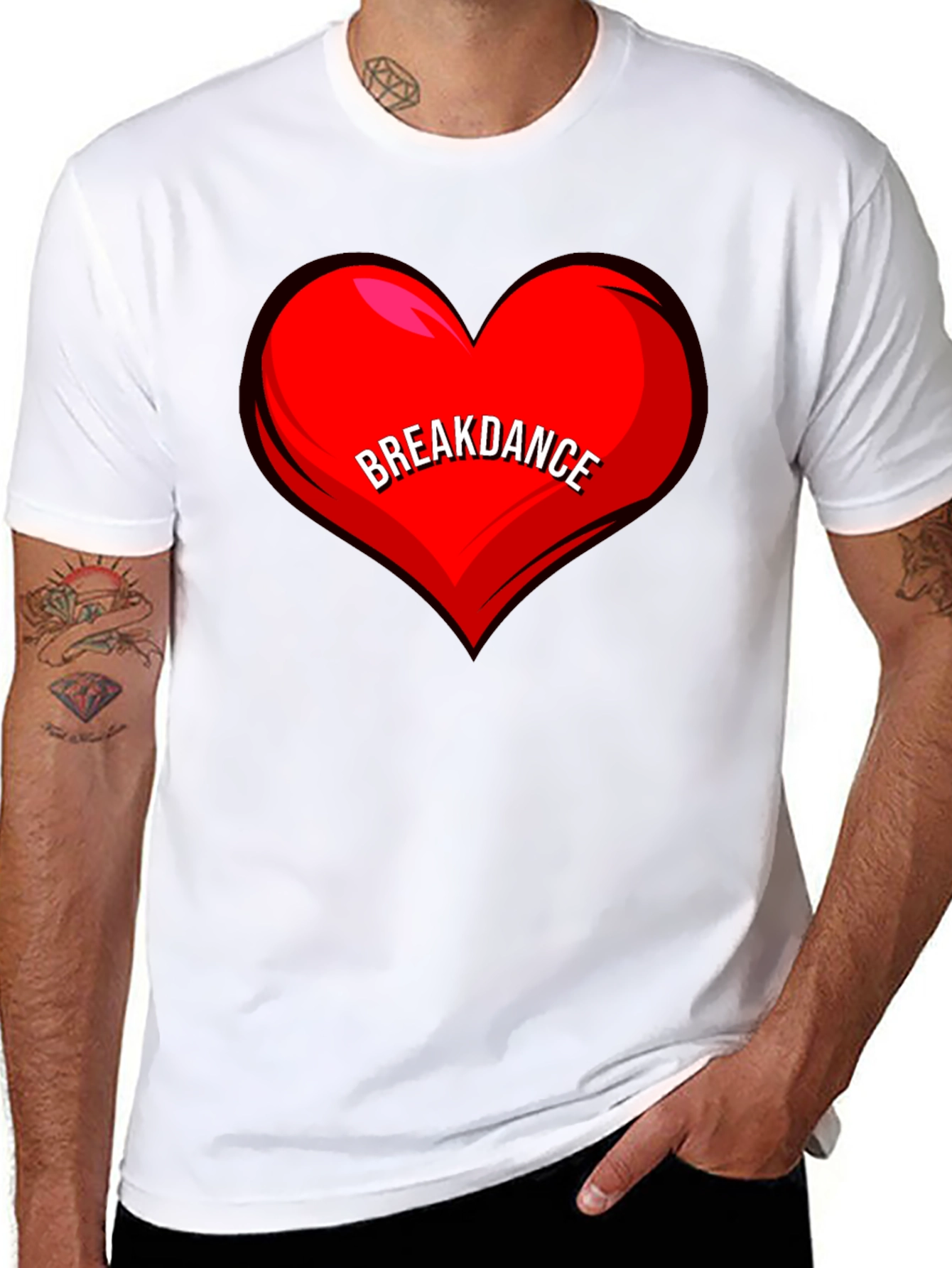 Breakdance Heart T-Shirt - Black Casual Tee