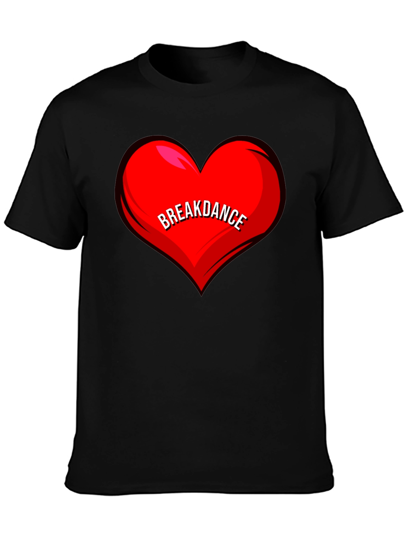Breakdance Heart T-Shirt - Black Casual Tee