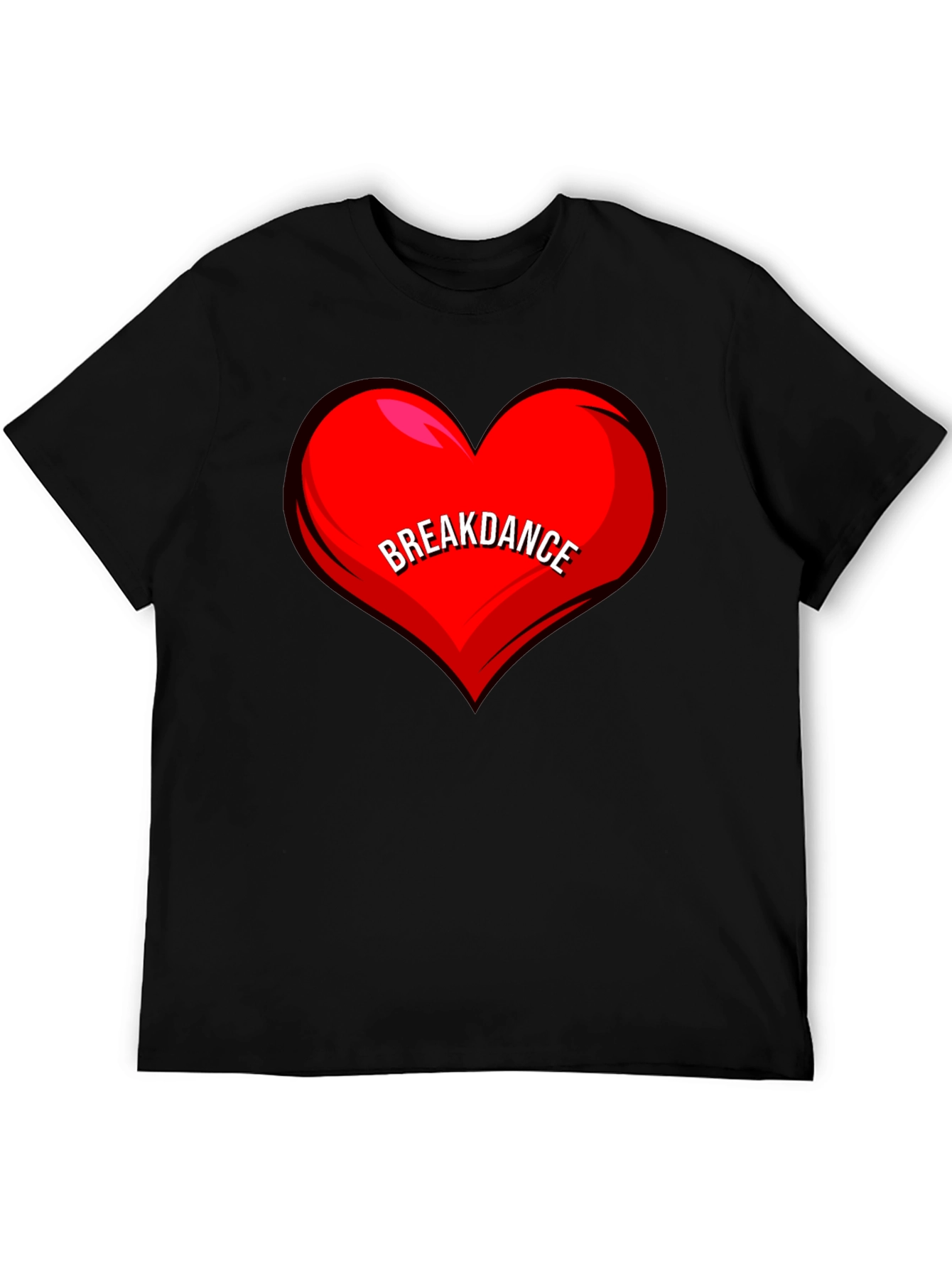 Breakdance Heart T-Shirt - Black Casual Tee