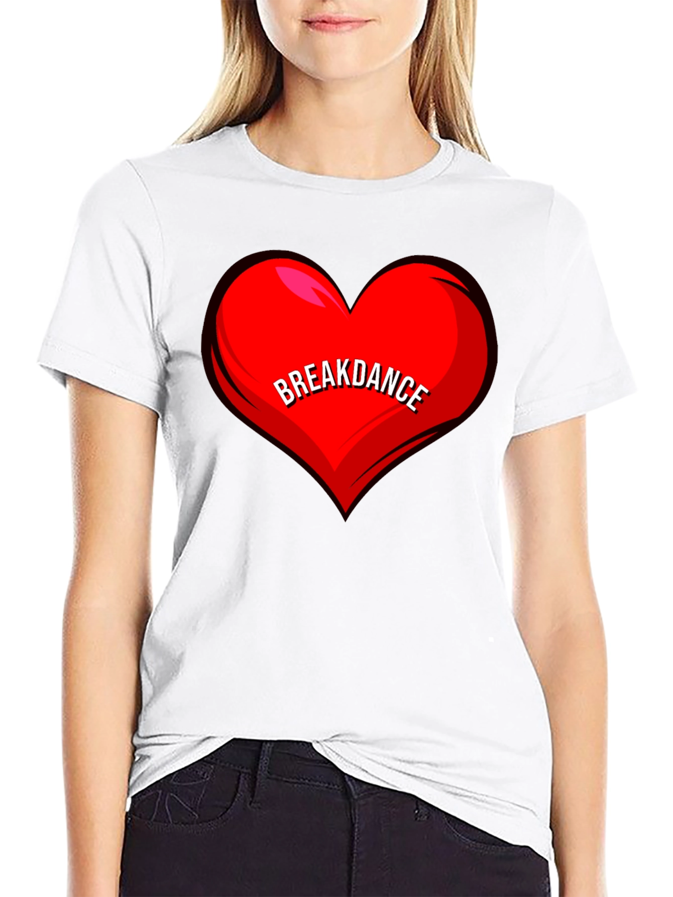 Breakdance Heart T-Shirt - Black Casual Tee
