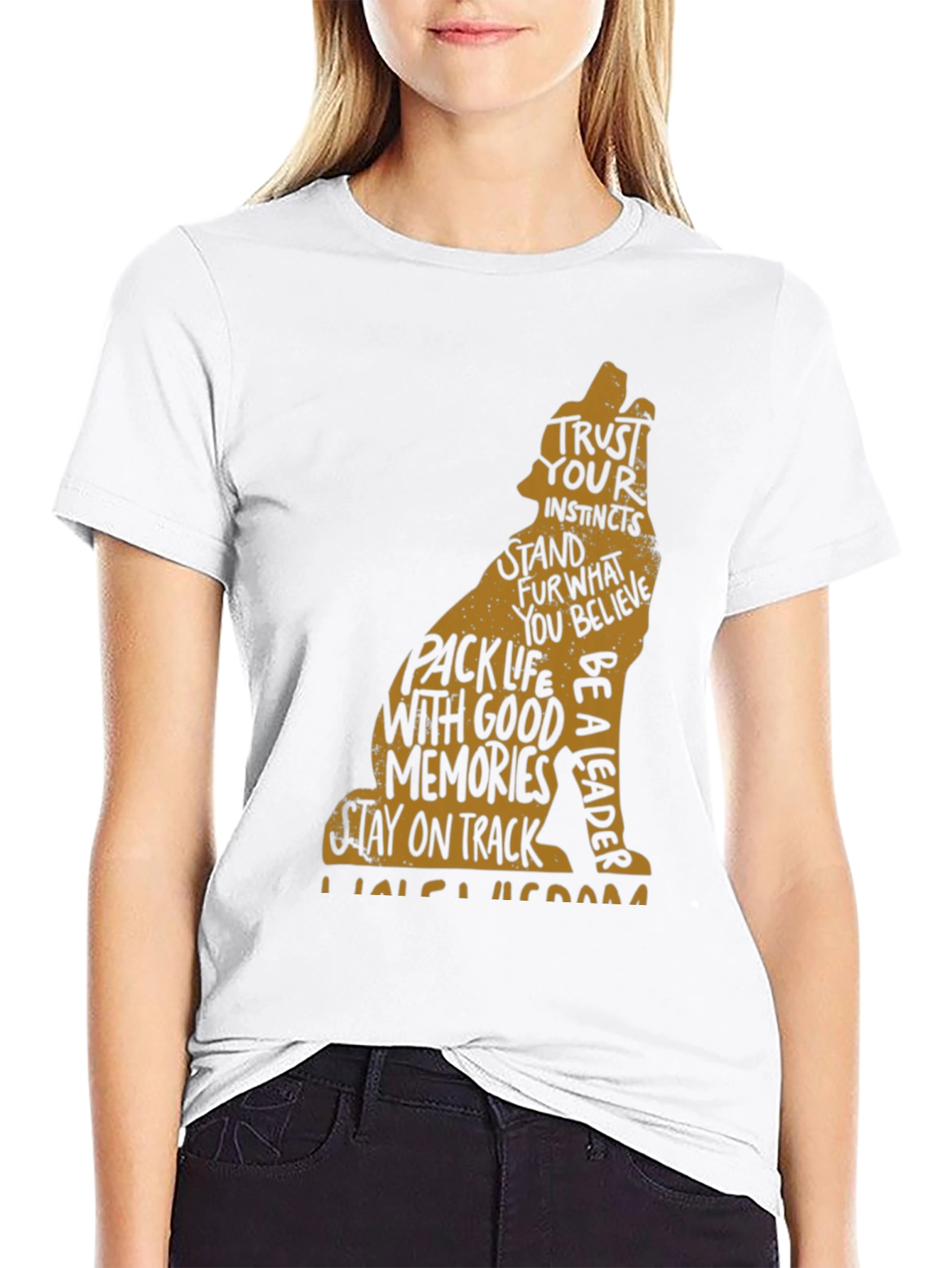 Wolf Graphic Print Crew Neck Mens T-shirt