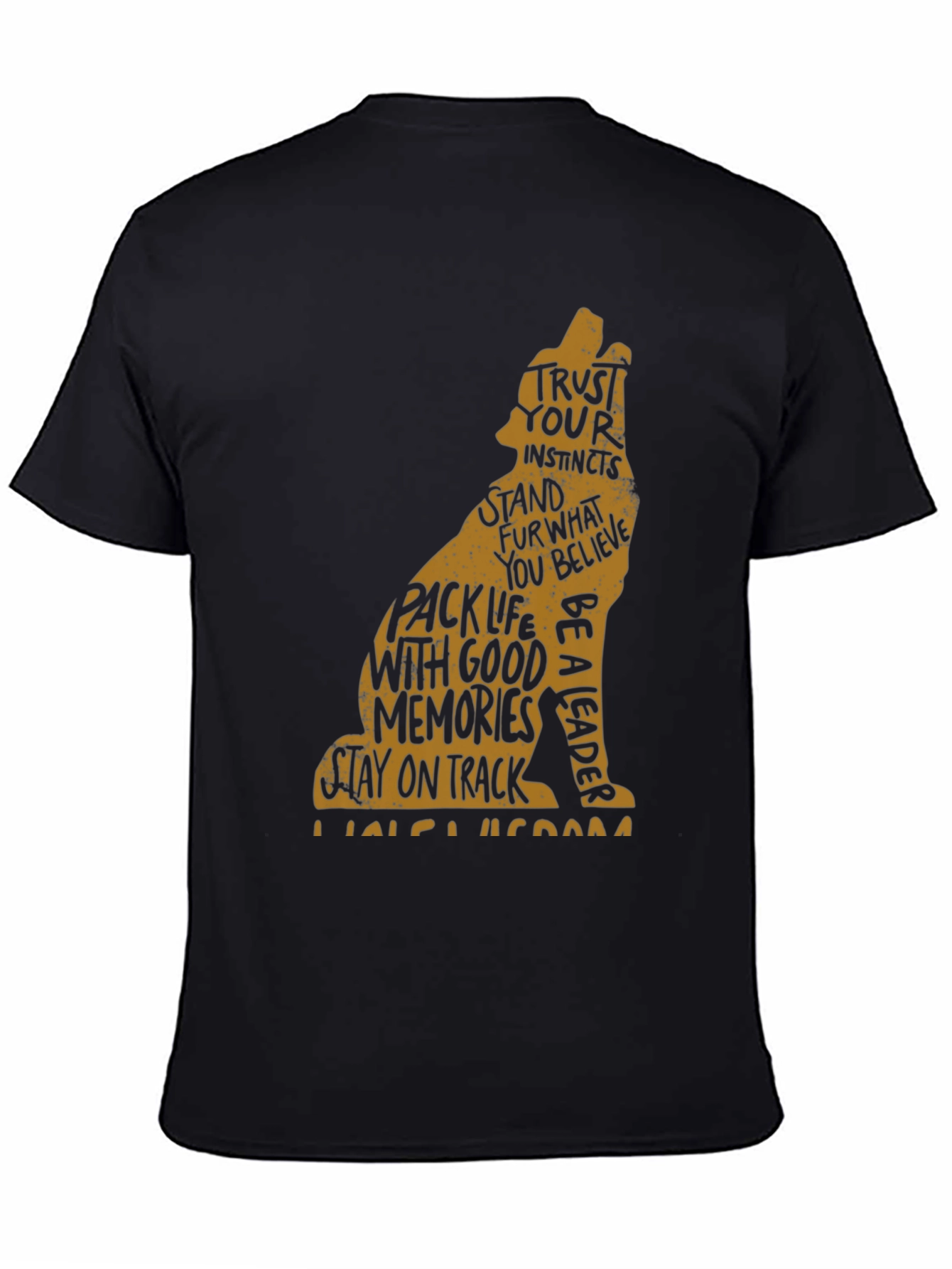 Wolf Graphic Print Crew Neck Mens T-shirt
