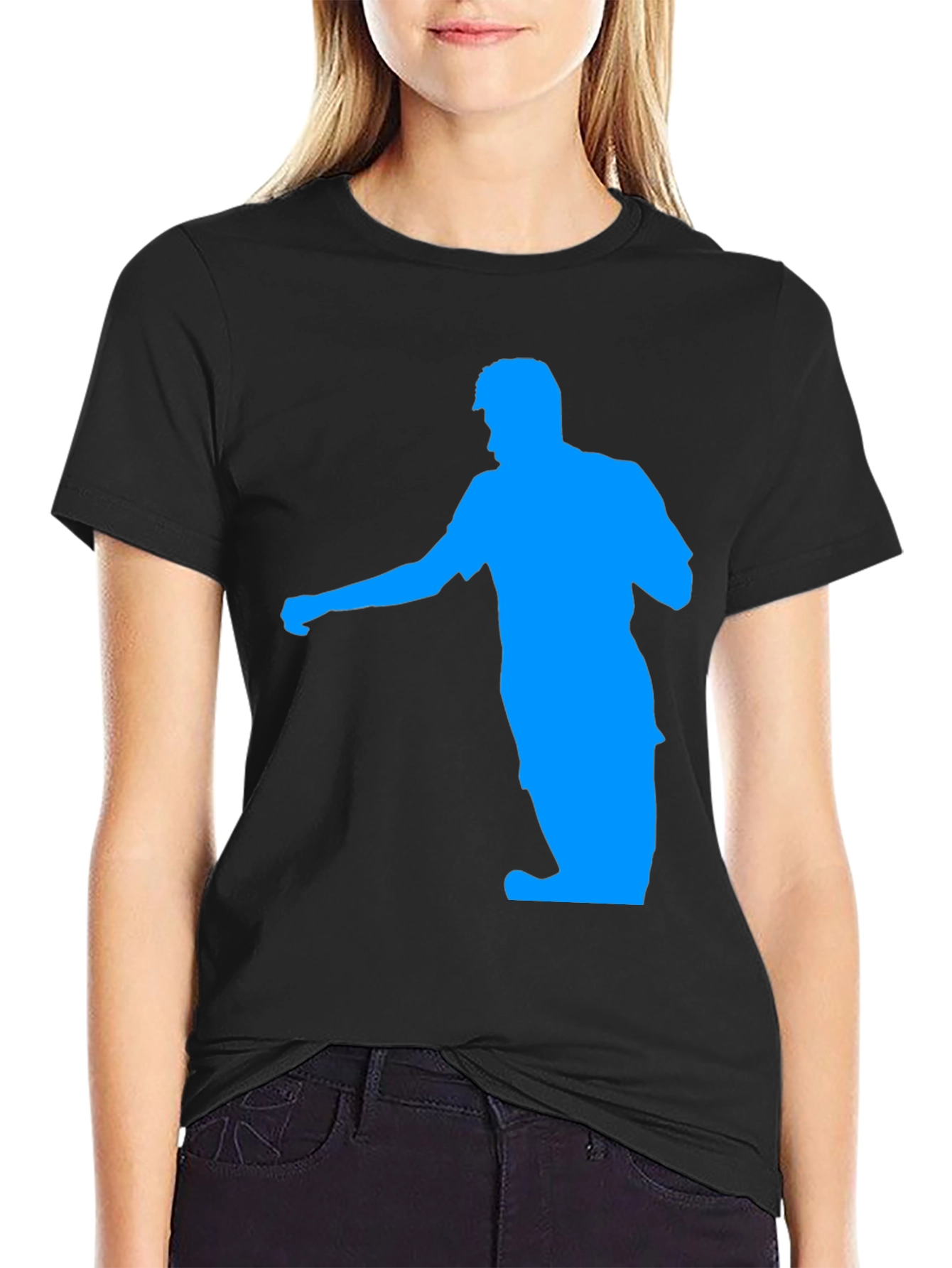 Blue Man Silhouette Black T-Shirt