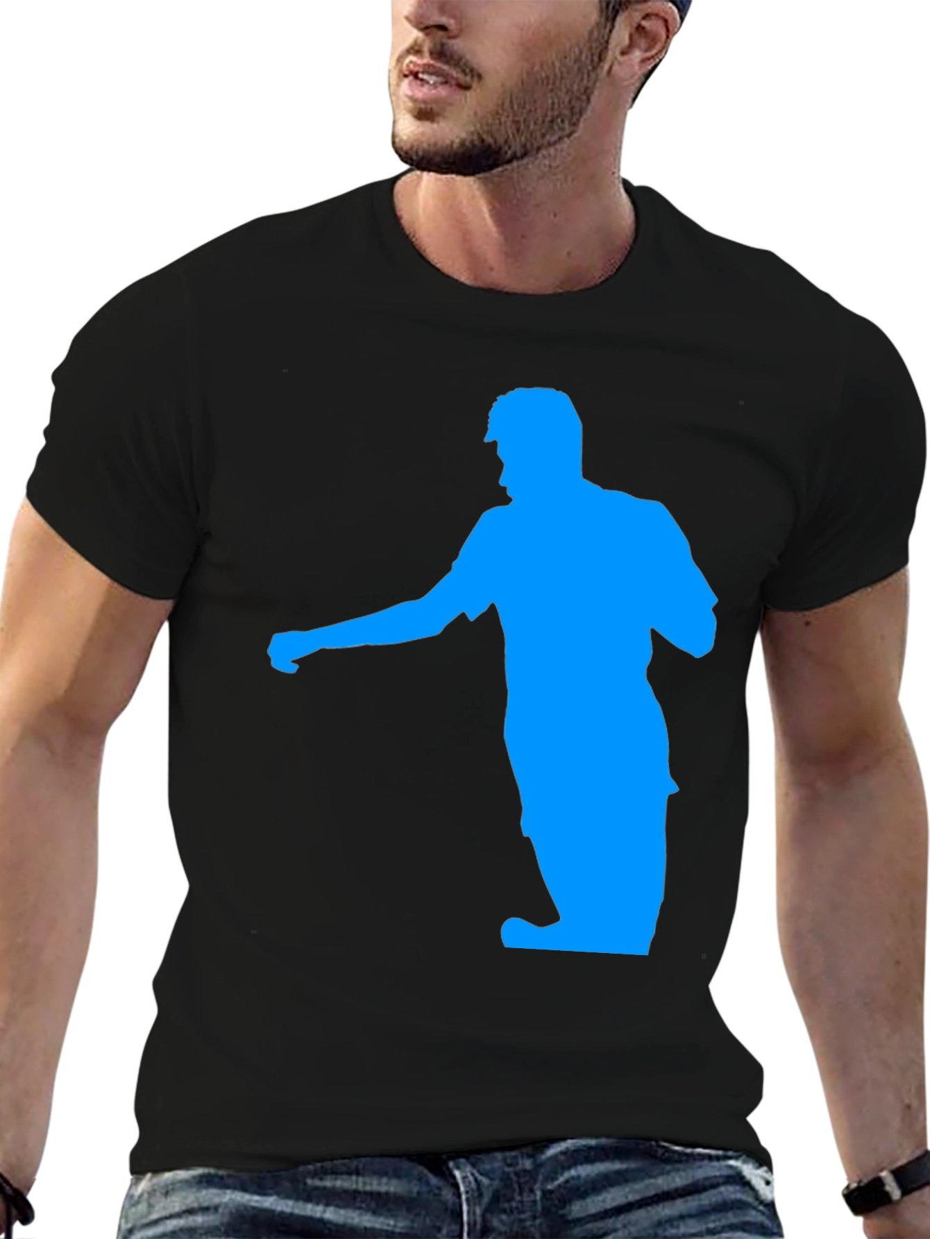 Blue Man Silhouette Black T-Shirt