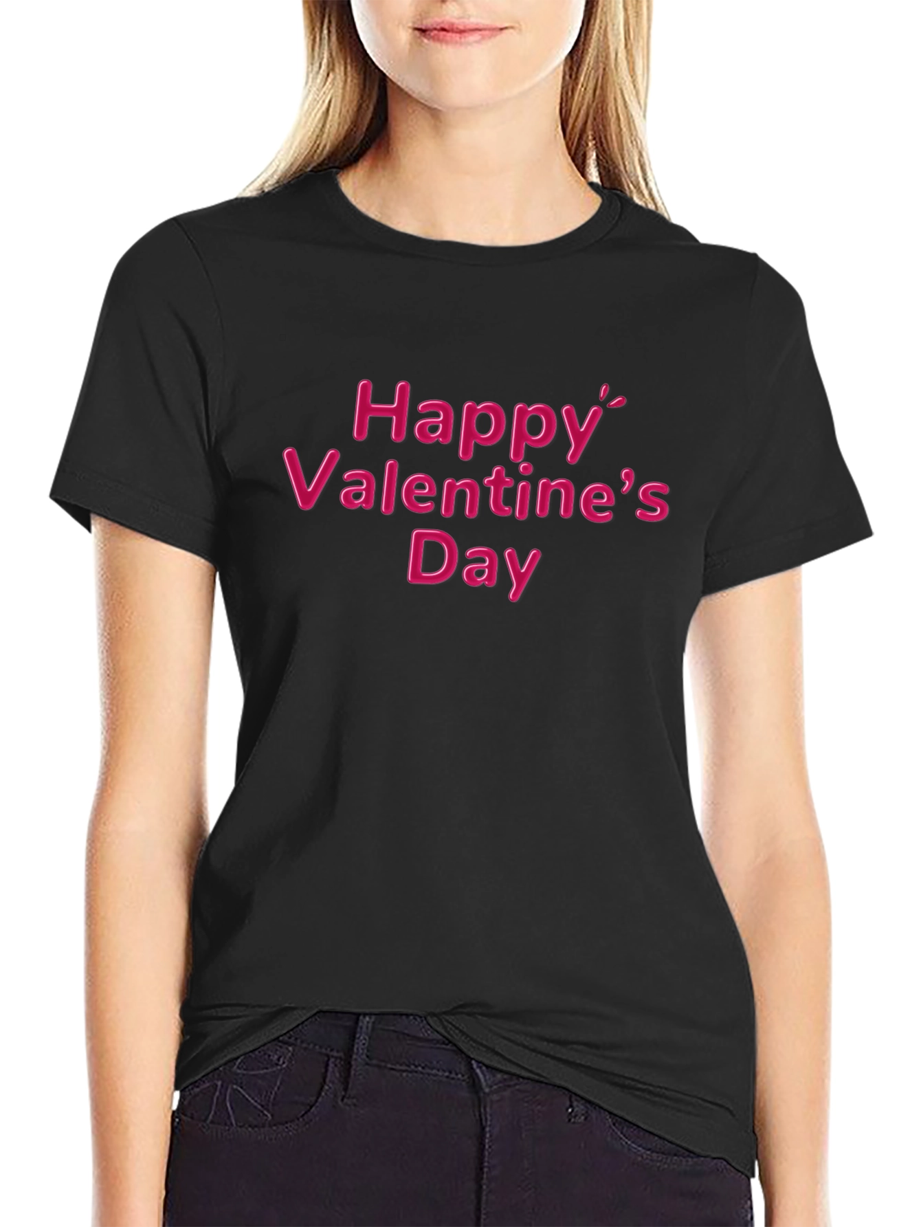 Happy Valentines Day T-Shirt - Black