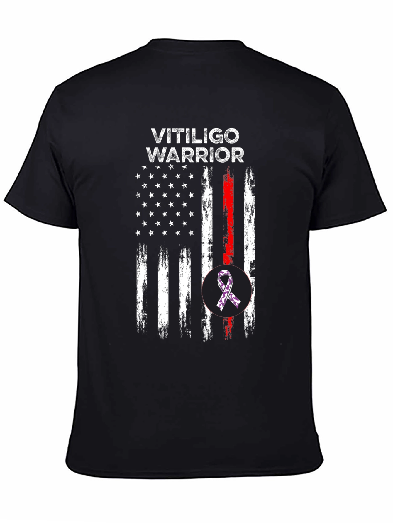 Vitiligo Warrior American Flag T-Shirt